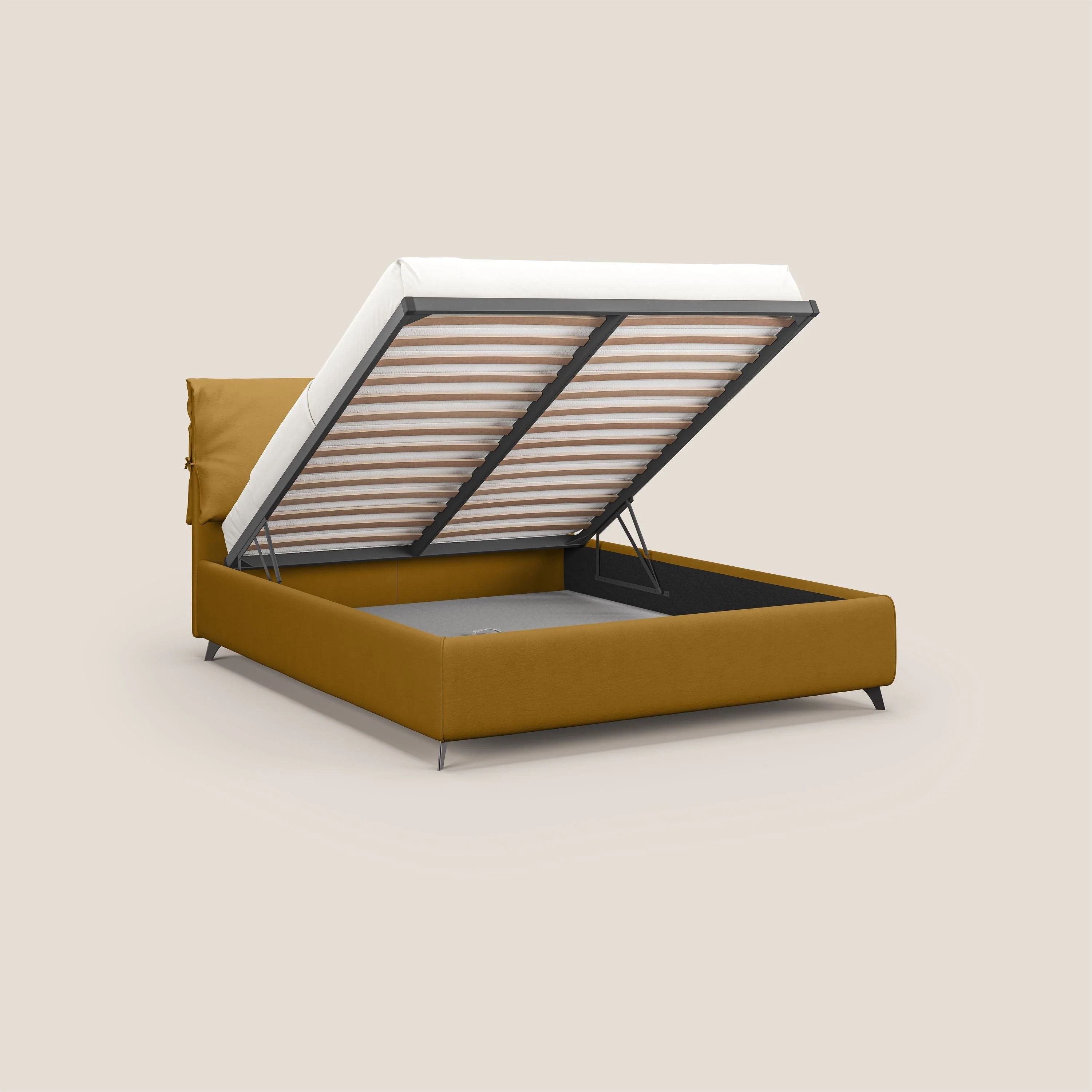 Susan lit rembourré avec coffre complètement déhoussable en microfibre détachable T11 jaune - Image 2
