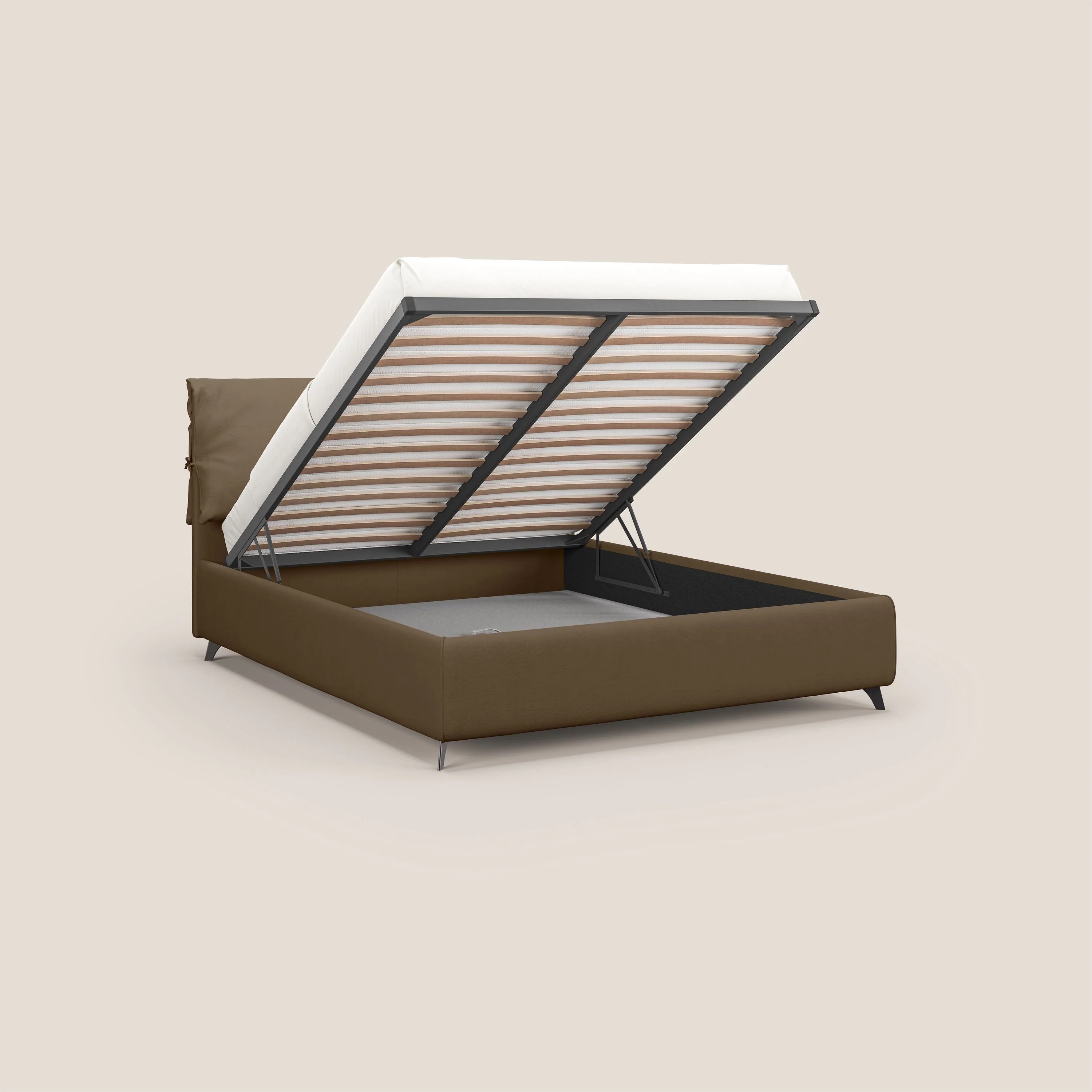Susan lit rembourré avec coffre complètement déhoussable en microfibre détachable T11 marron - Image 2