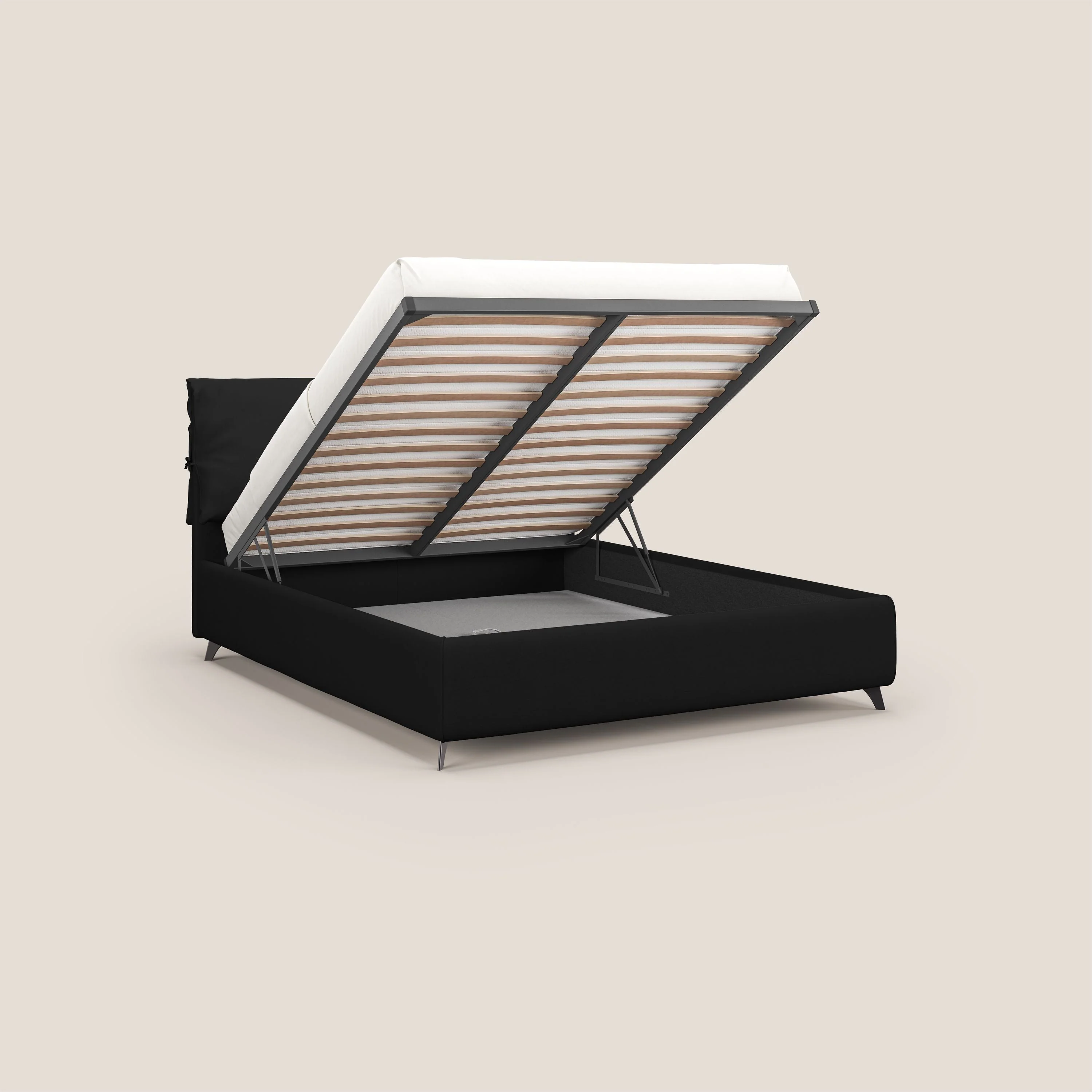 Susan lit rembourré avec coffre complètement déhoussable en microfibre détachable T11 noir - Image 2