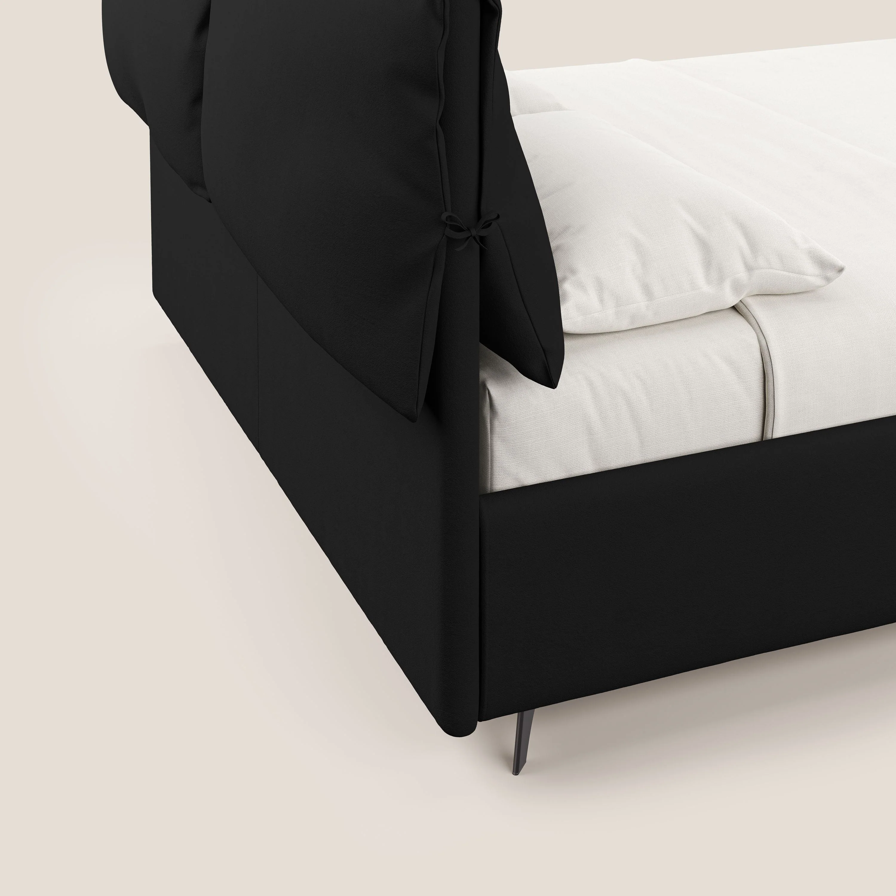 Susan lit rembourré avec coffre complètement déhoussable en microfibre détachable T11 noir - Image 4
