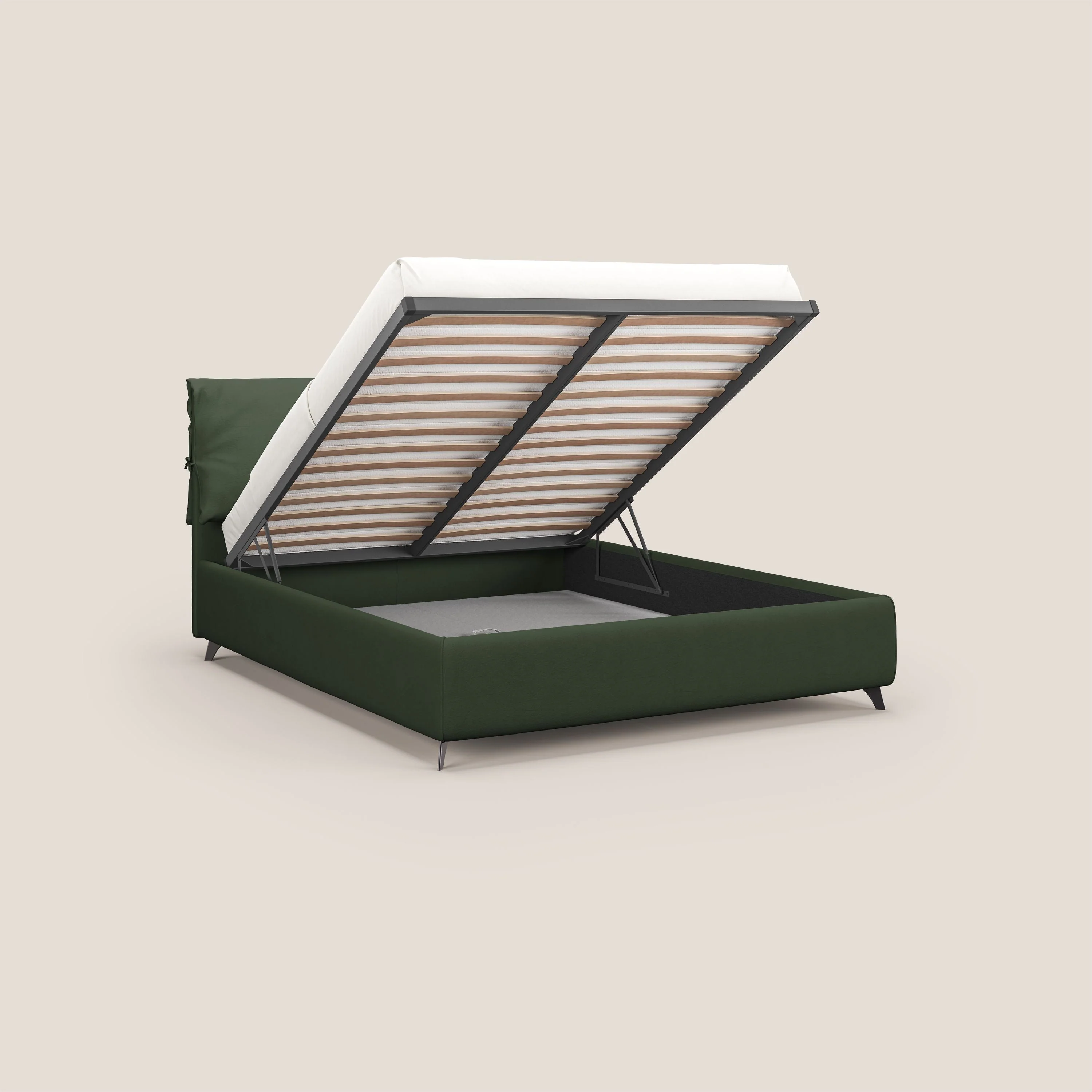 Susan lit rembourré avec coffre complètement déhoussable en microfibre détachable T11 vert - Image 2