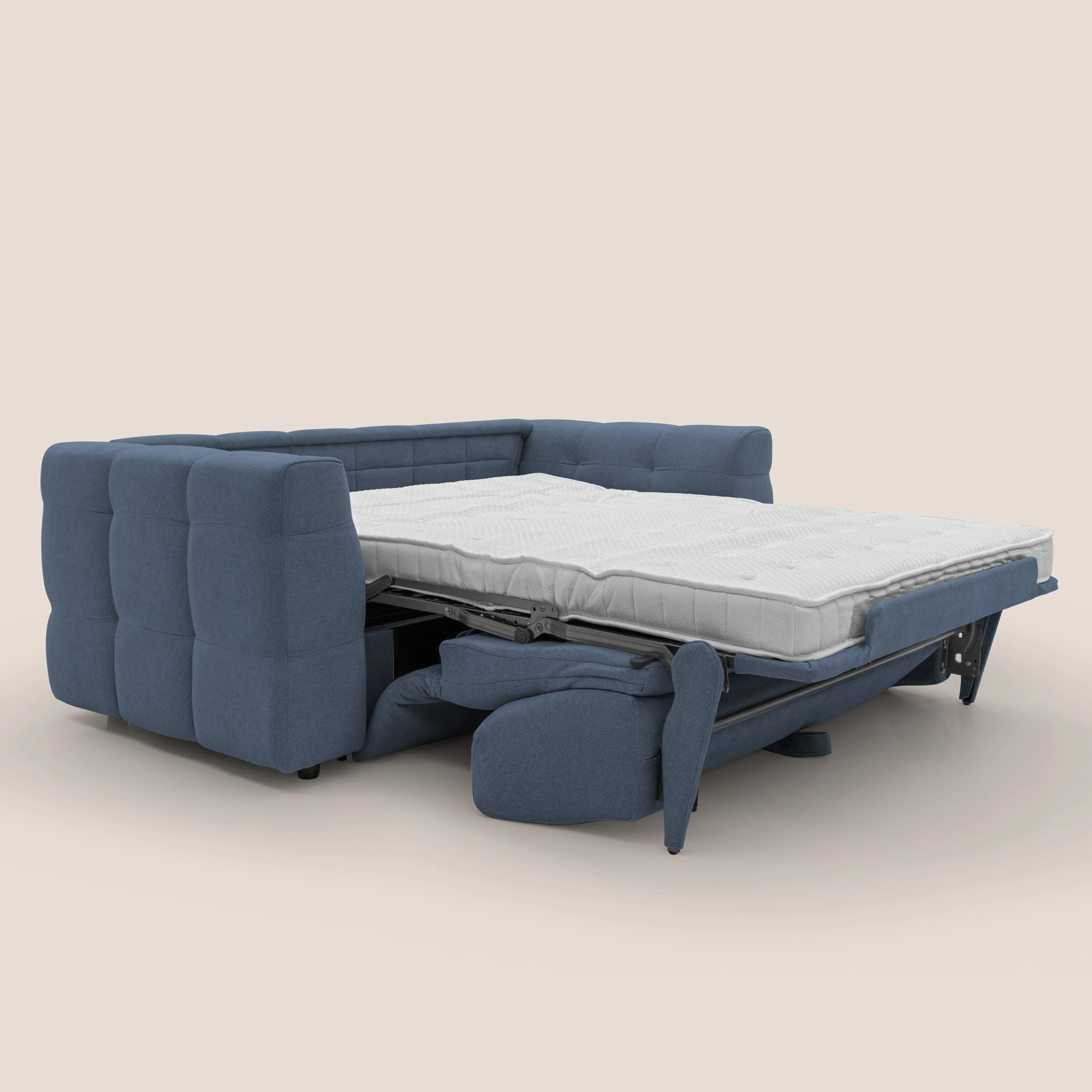Tender Canapé convertible avec matelas H14 cm en bouclette imperméable T07 bleu - Image 2