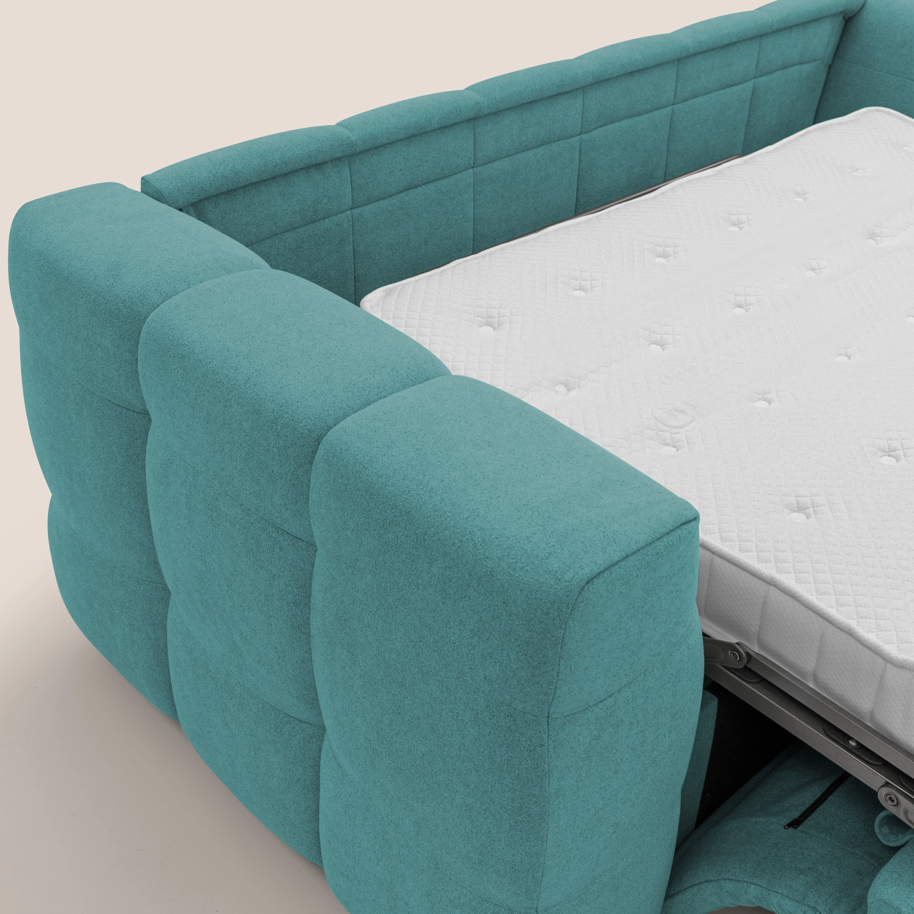 Tender Canapé convertible avec matelas H14 cm en bouclette imperméable T07 bleu ciel - Image 12