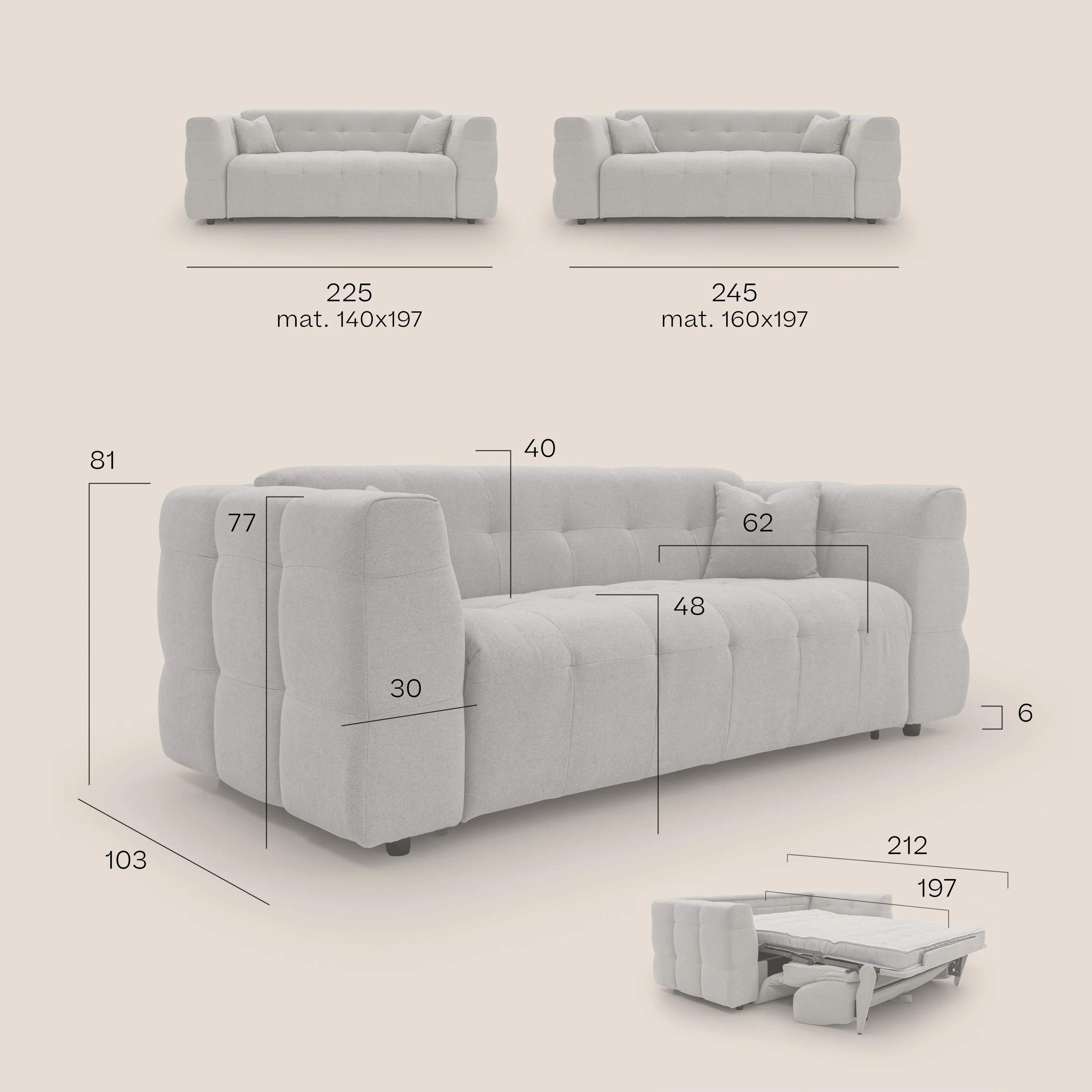 Tender Canapé convertible avec matelas H14 cm en bouclette imperméable T07 gris - Image 14