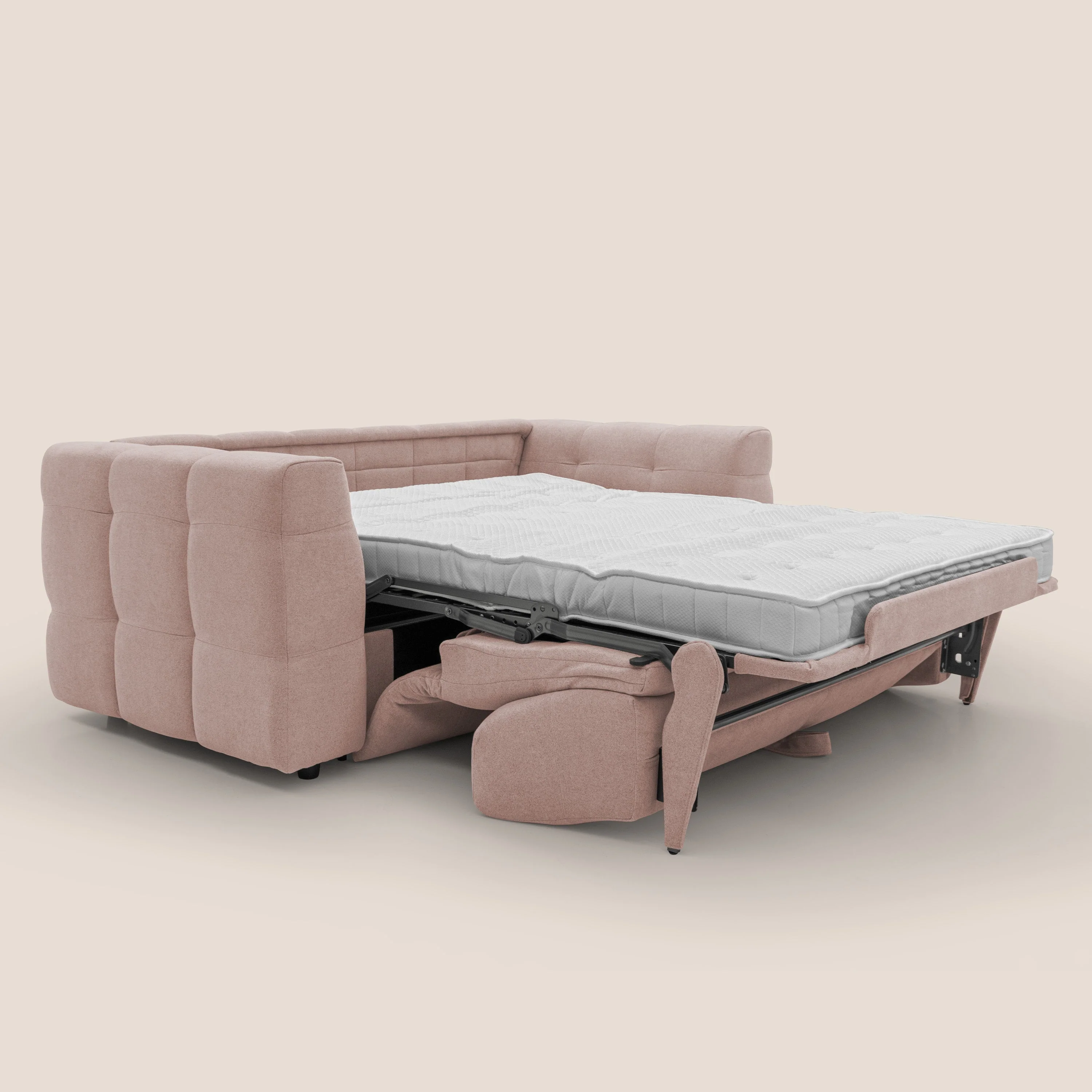 Tender Canapé convertible avec matelas H14 cm en bouclette imperméable T07 rose - Image 2