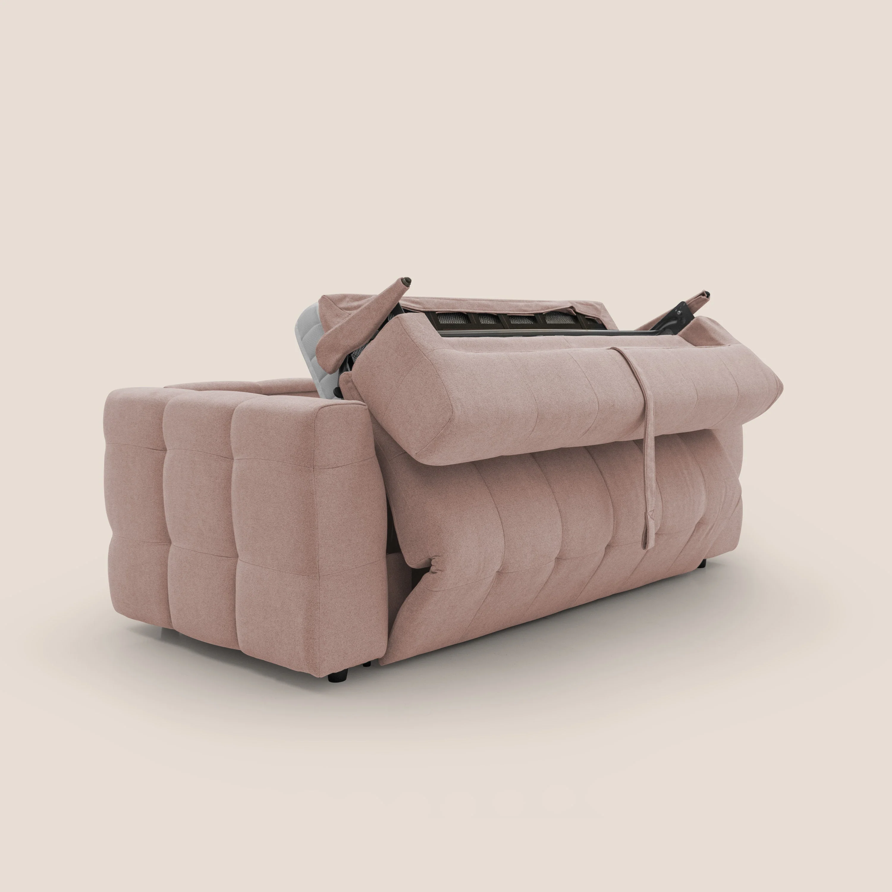 Tender Canapé convertible avec matelas H14 cm en bouclette imperméable T07 rose - Image 3