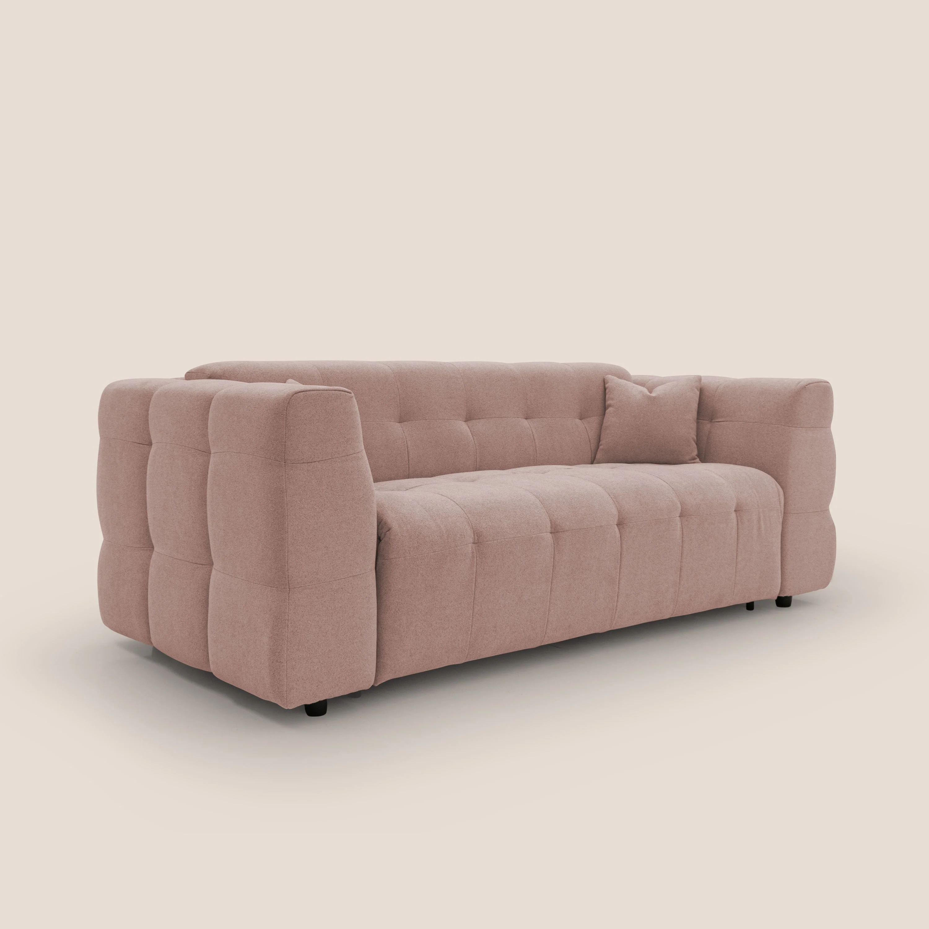 Tender Canapé convertible avec matelas H14 cm en bouclette imperméable T07 rose - Image 4
