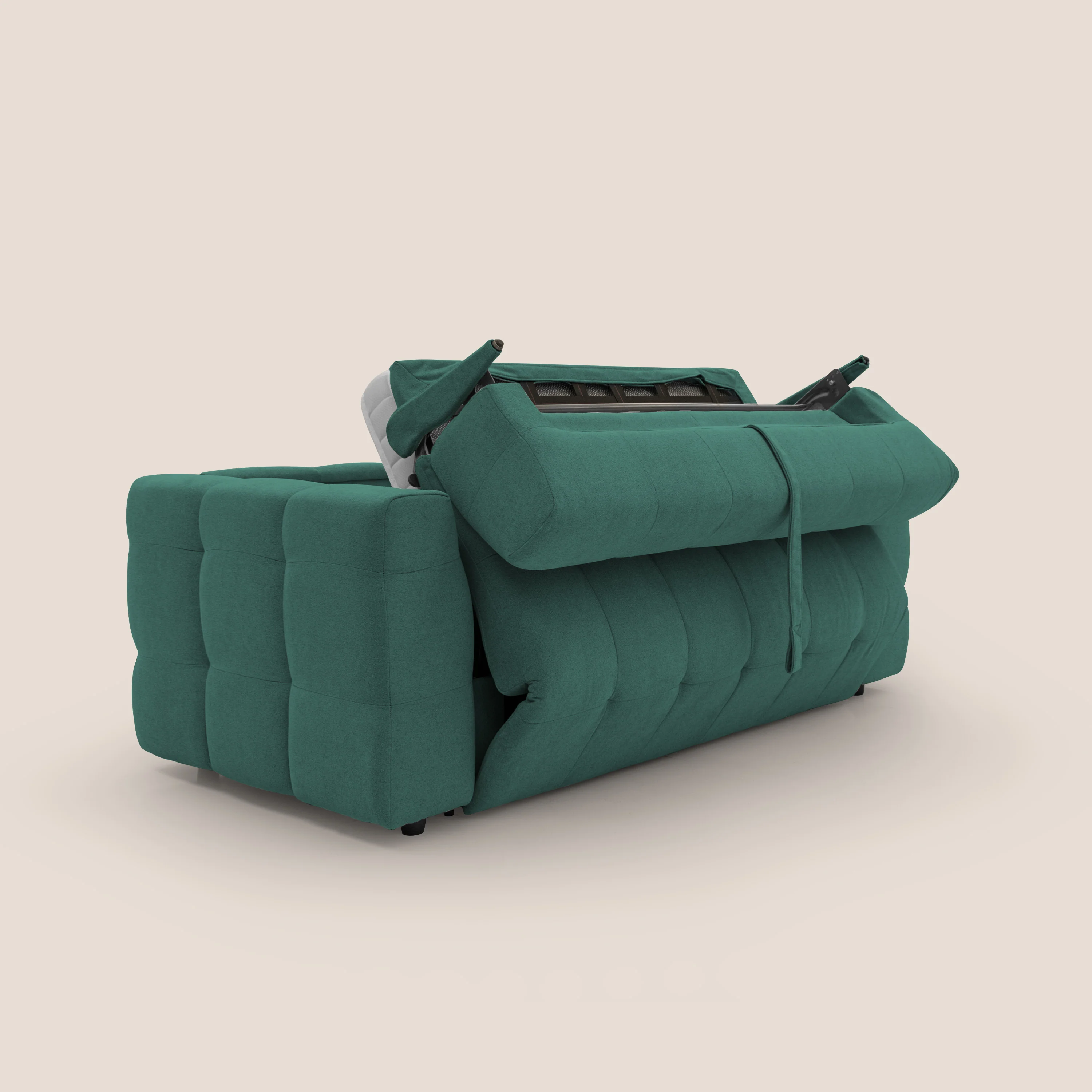 Tender Canapé convertible avec matelas H14 cm en bouclette imperméable T07 vert - Image 5