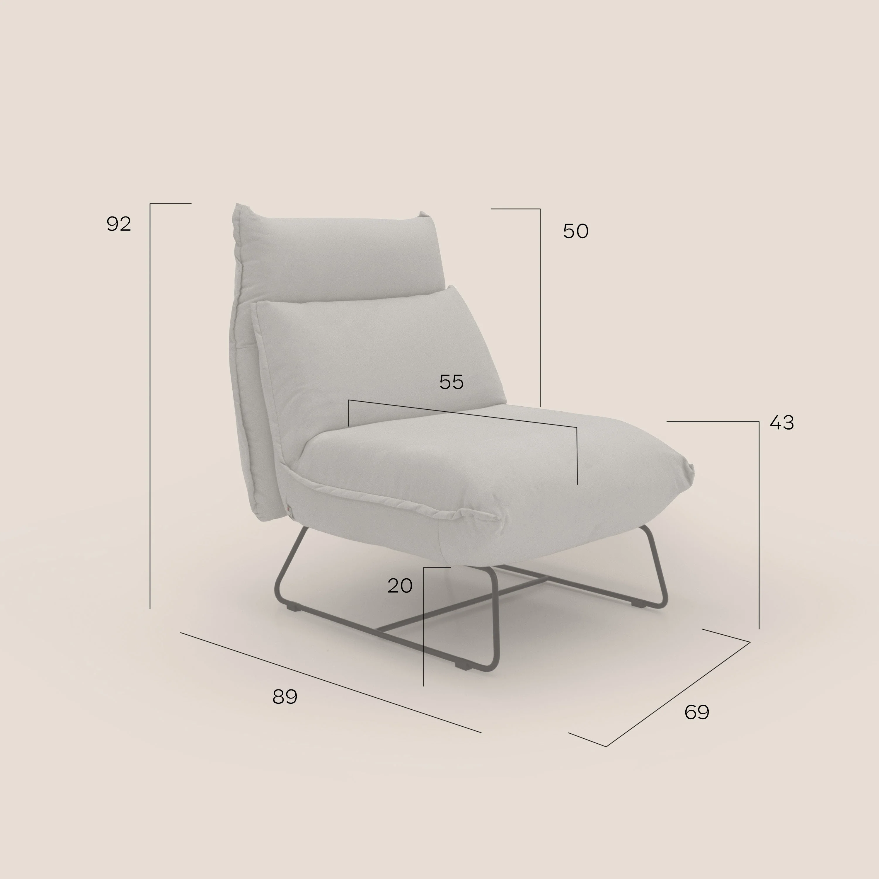 Tessa Fauteuil au design moderne en microfibre détachable T11 Taupe tortora - Image 10