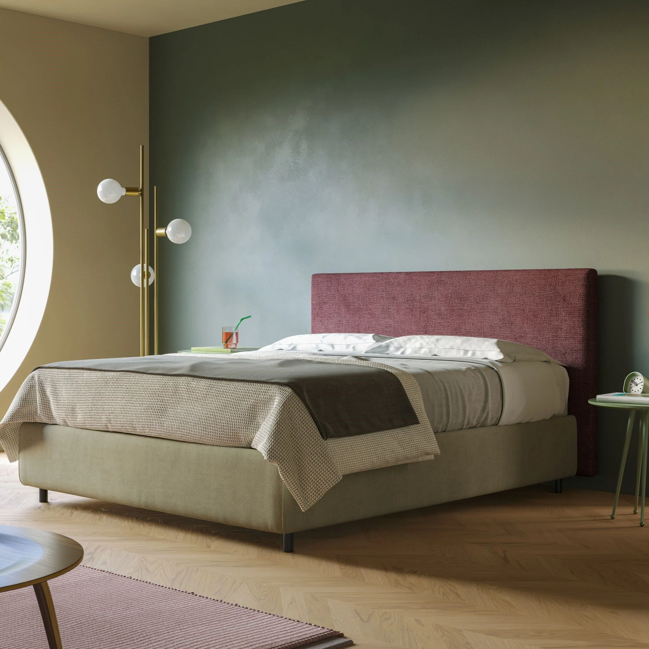 Tête de lit en panneau mural grand de différentes dimensions en microfibre douce détachable T11 rouge - Image 2