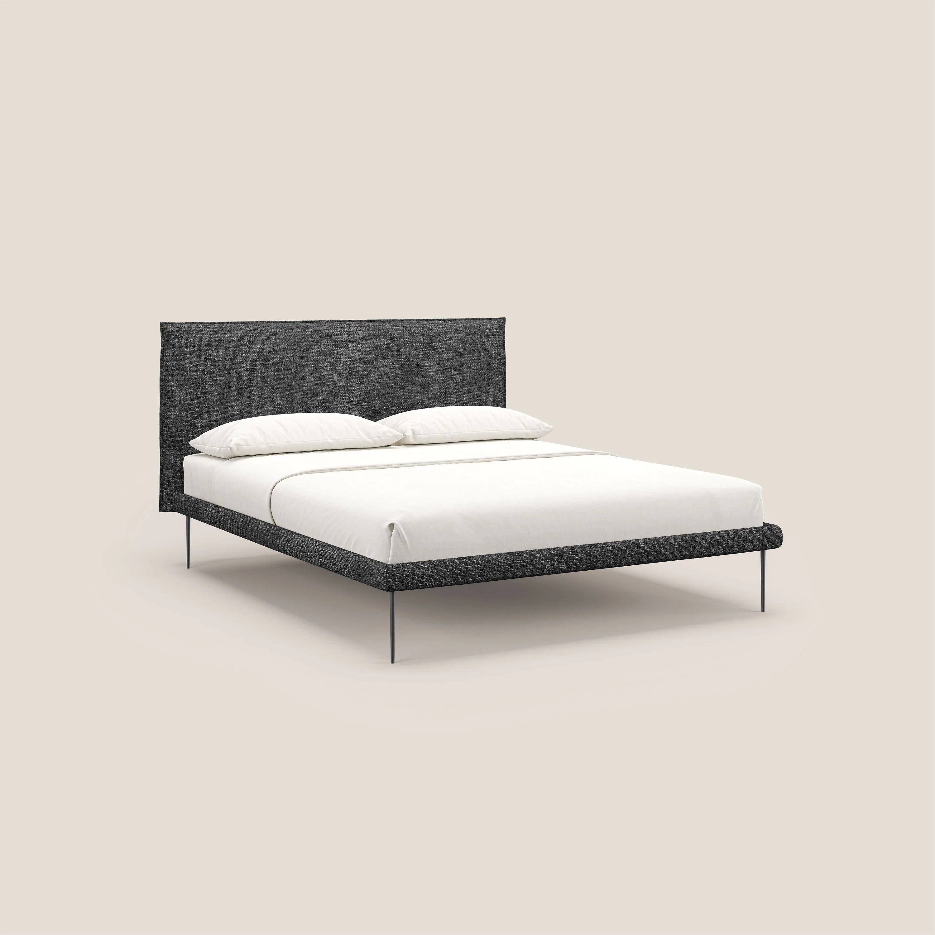 Theo lit moderne déhoussable avec pieds hauts en métal et tissu imperméable T10 anthracite