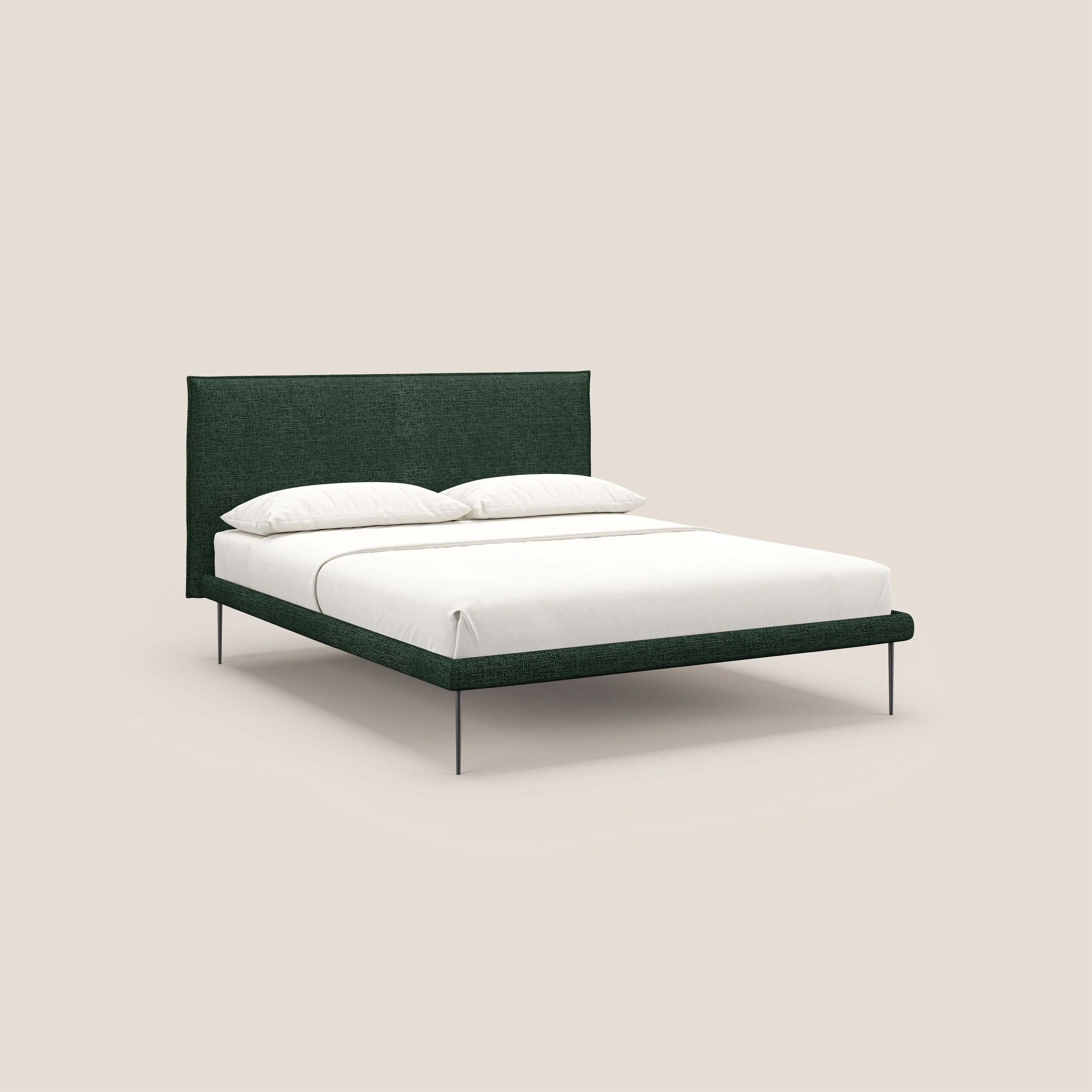 Theo lit moderne déhoussable avec pieds hauts en métal et tissu imperméable T10 vert