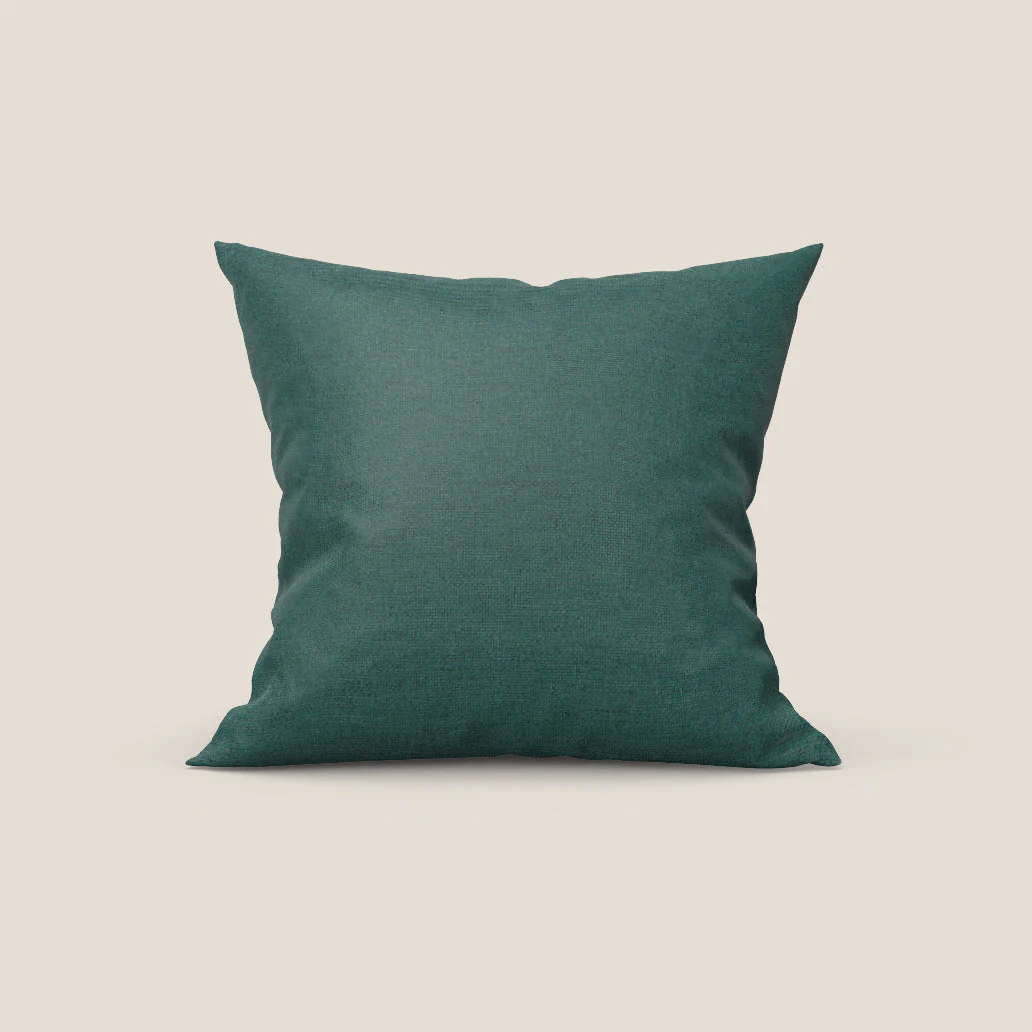 Tobago coussin disponible en différentes couleurs en tissu flammé effet coton imperméable T19 bleu canard