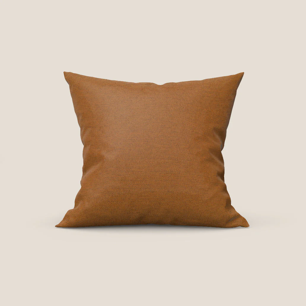 Tobago coussin disponible en différentes couleurs en tissu flammé effet coton imperméable T19 orange