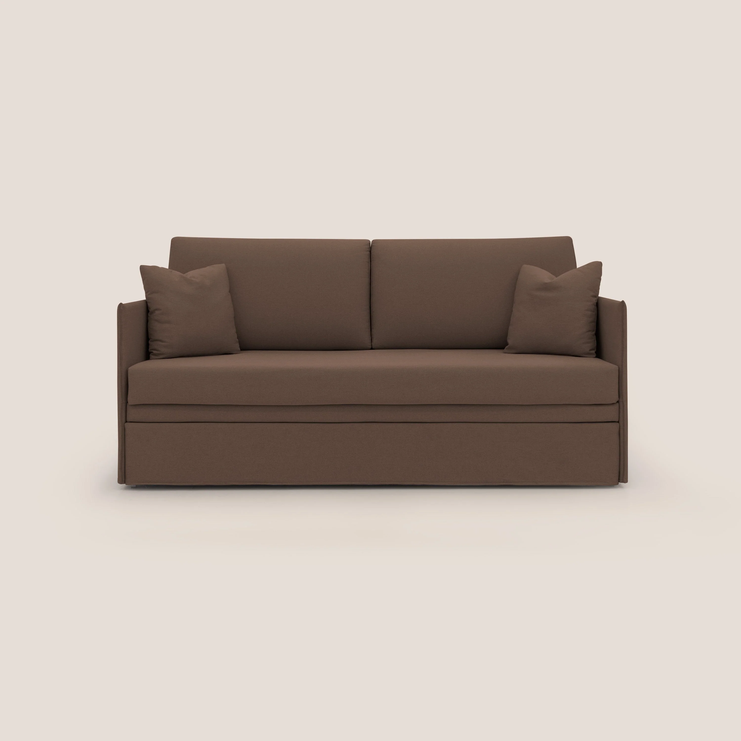 Tortona Canapé duplex avec lits jumeaux et tissu effet coton imperméable T13 marron