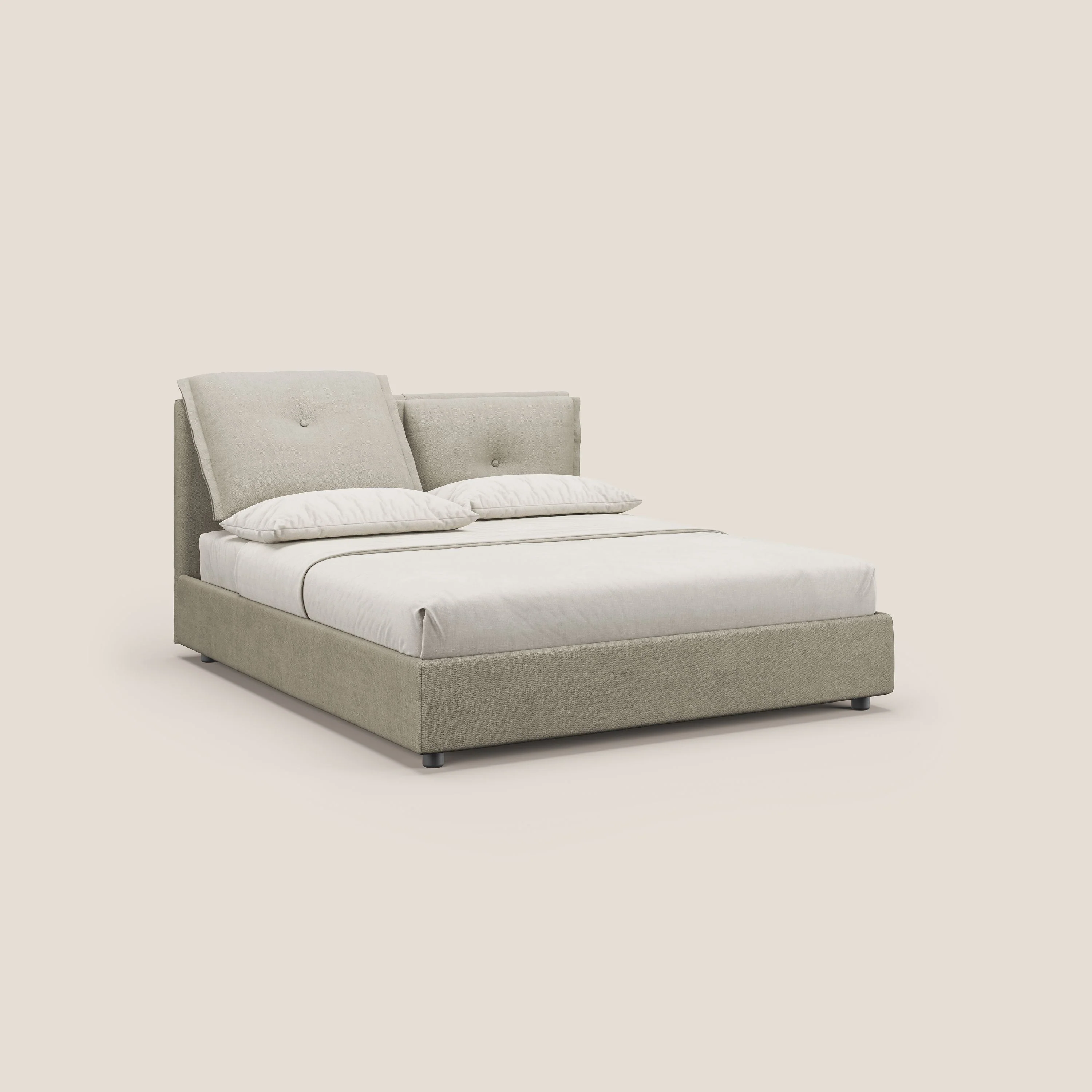 Travis lit coffre avec coussins capitonnés amovibles en tissu imperméable T02 crÚme
