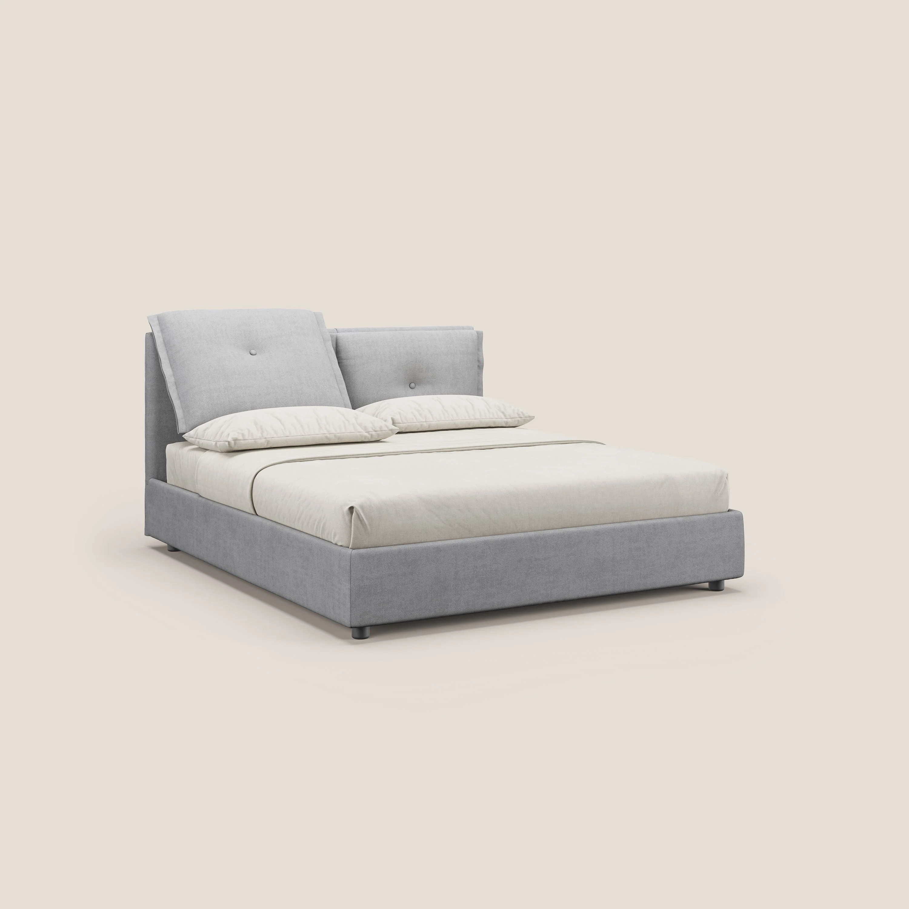 Travis lit coffre avec coussins capitonnés amovibles en tissu imperméable T02 gris clair