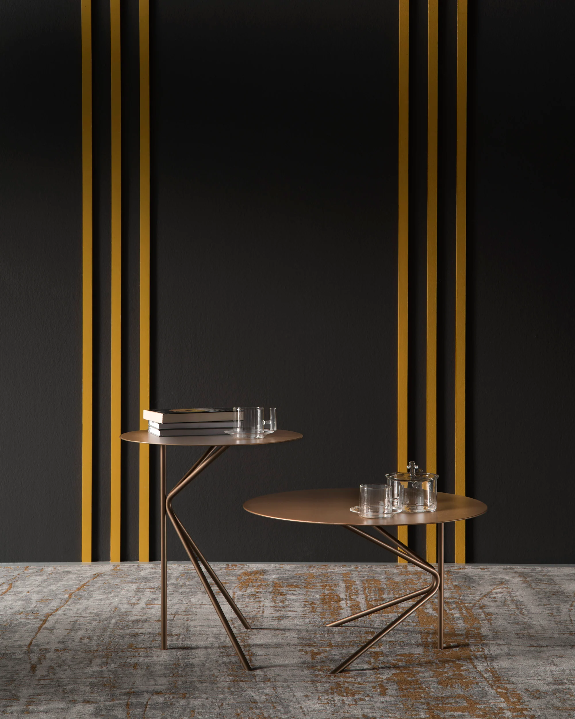 Twin table haute minimaliste ronde en différentes couleurs cuivre - Image 2