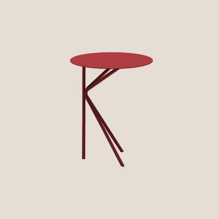 Twin table haute minimaliste ronde en différentes couleurs rouge dahlia