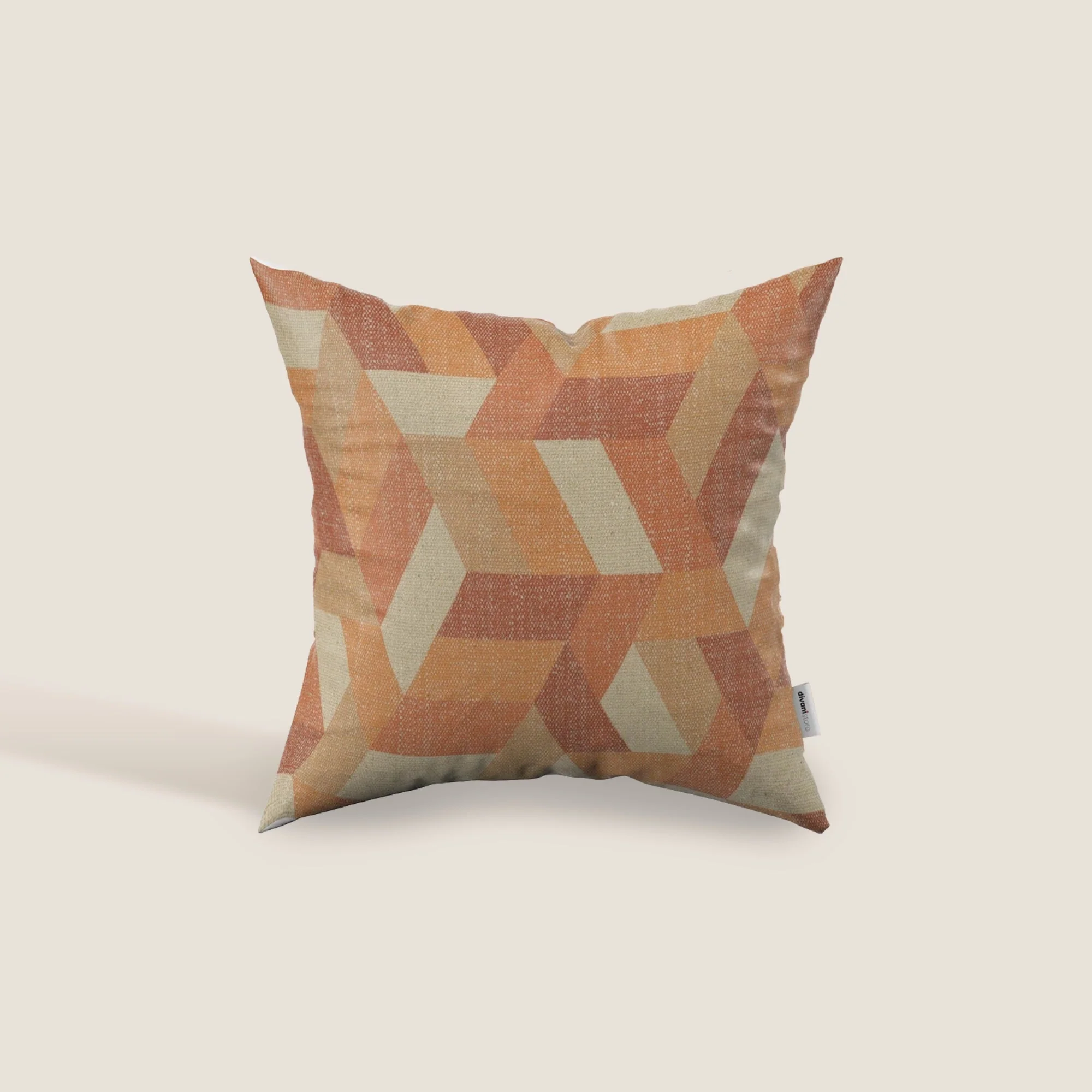 Unreal coussins à fantaisie géométriques en tissu hydrofuge orange