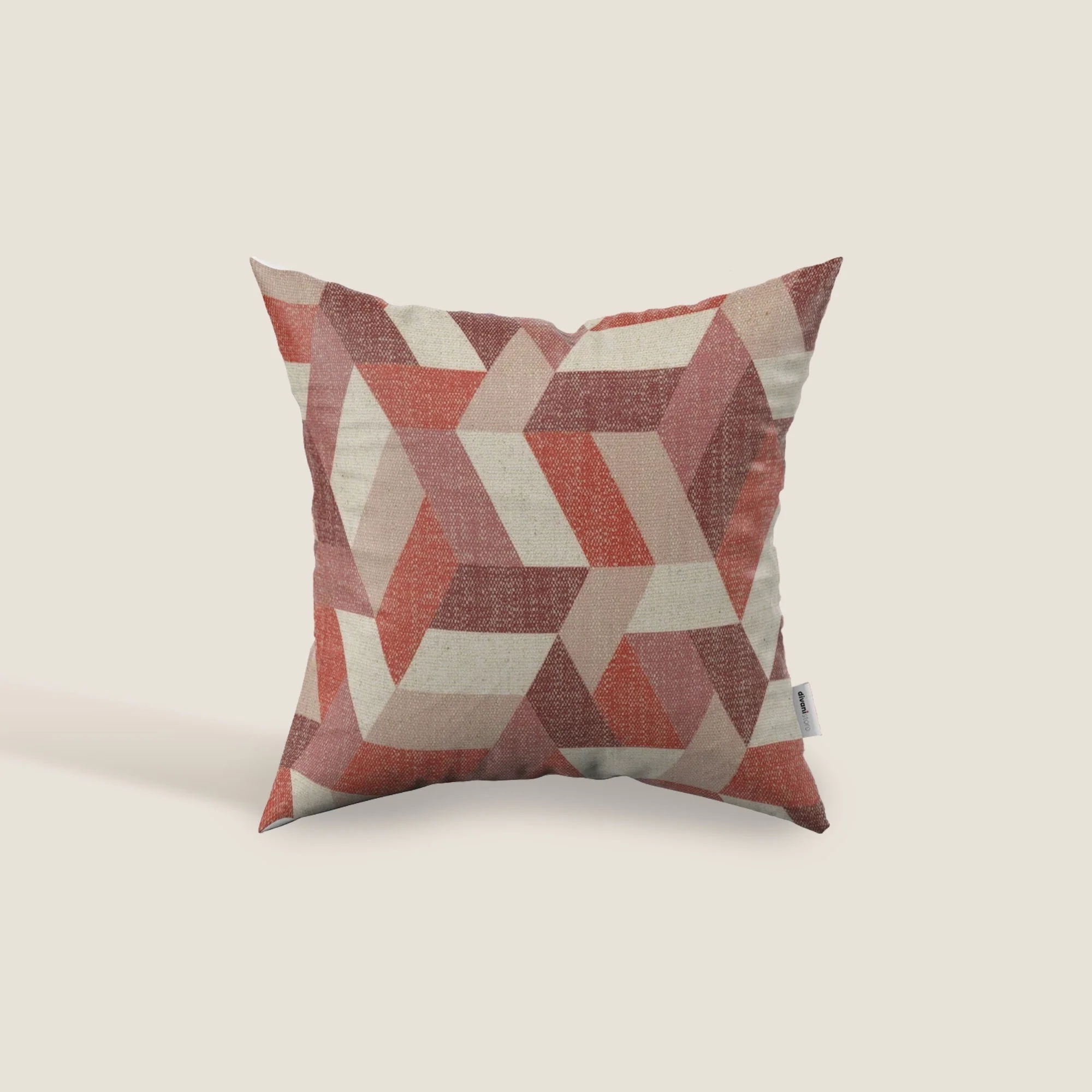 Unreal coussins à fantaisie géométriques en tissu hydrofuge rouge