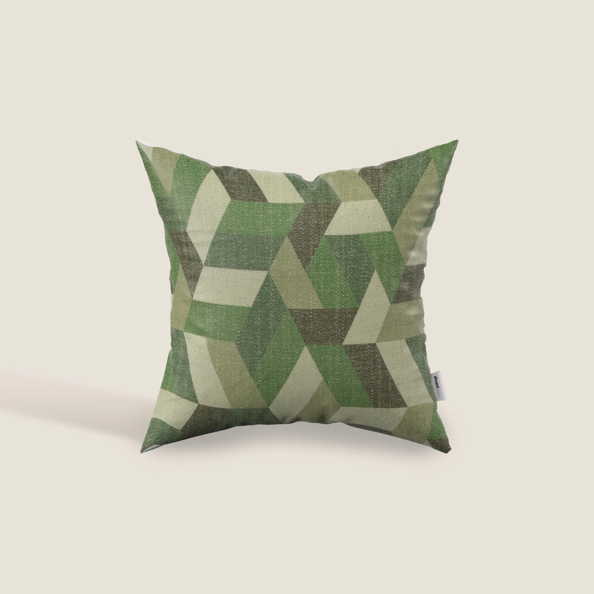 Unreal coussins à fantaisie géométriques en tissu hydrofuge vert