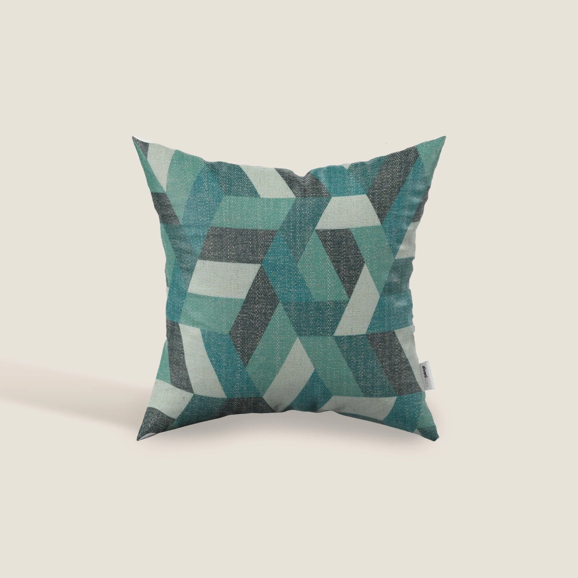 Unreal coussins à fantaisie géométriques en tissu hydrofuge vert d'eau