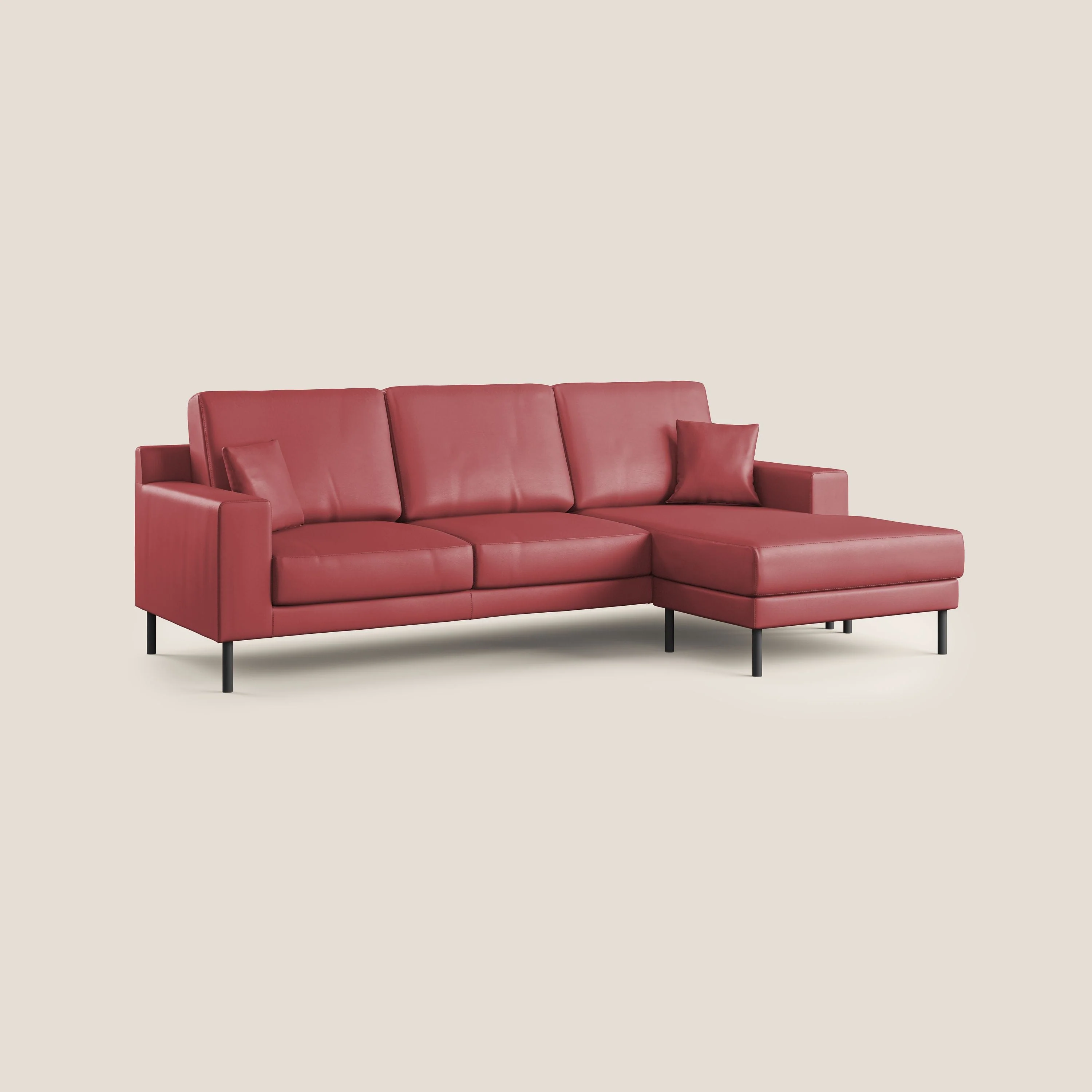 Uranio Canapé d'angle moderne réversible en simili cuir imperméable T04 rouge - Image 2
