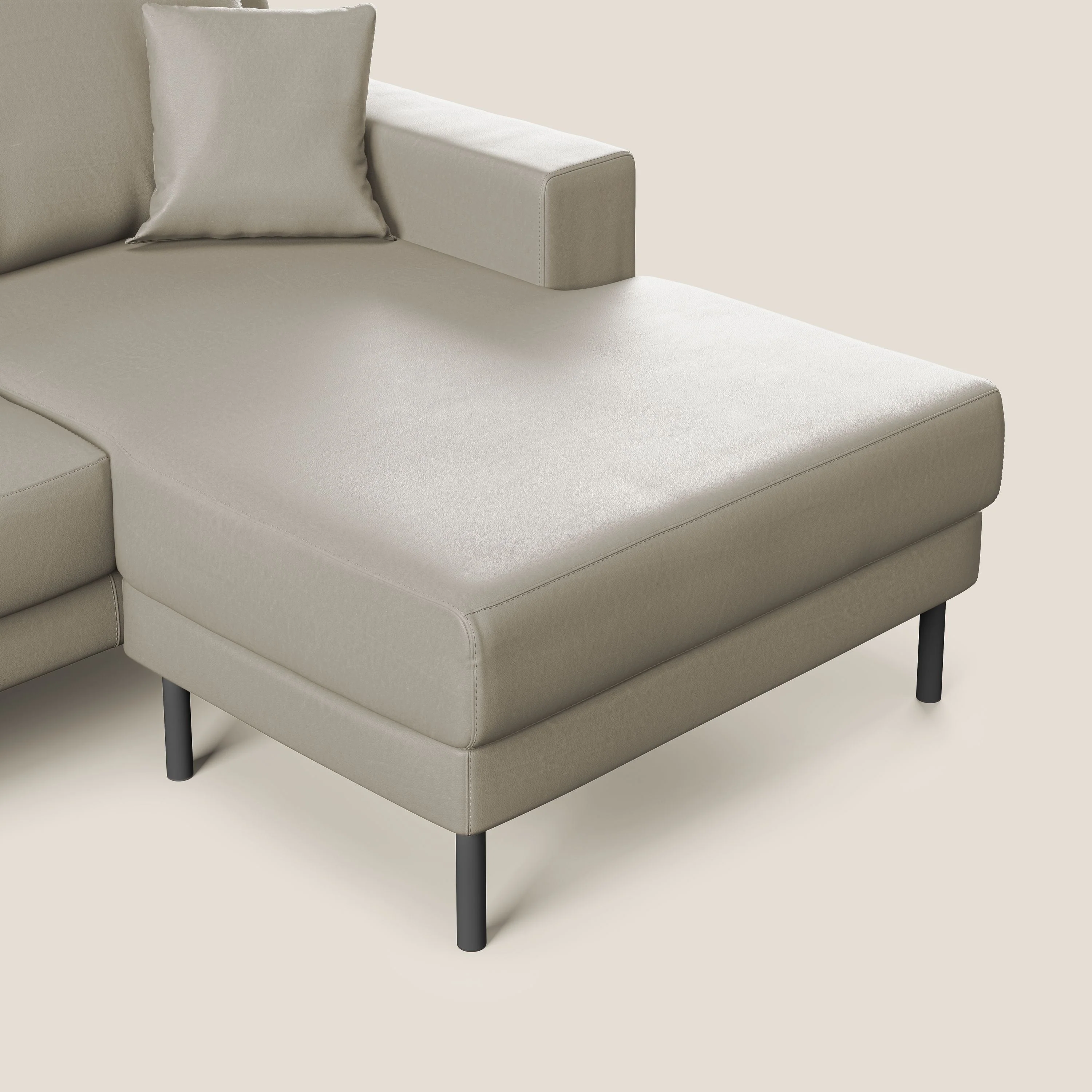 Uranio Canapé d'angle moderne réversible en simili cuir imperméable T04 taupe - Image 5