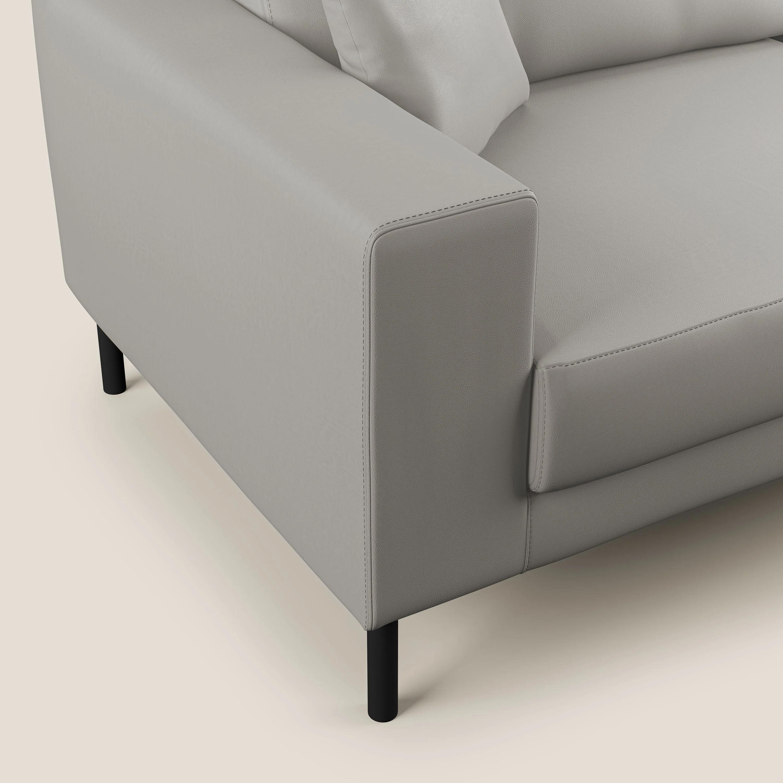 Uranio canapé linéaire moderne en simili cuir imperméable T04 gris clair - Image 3