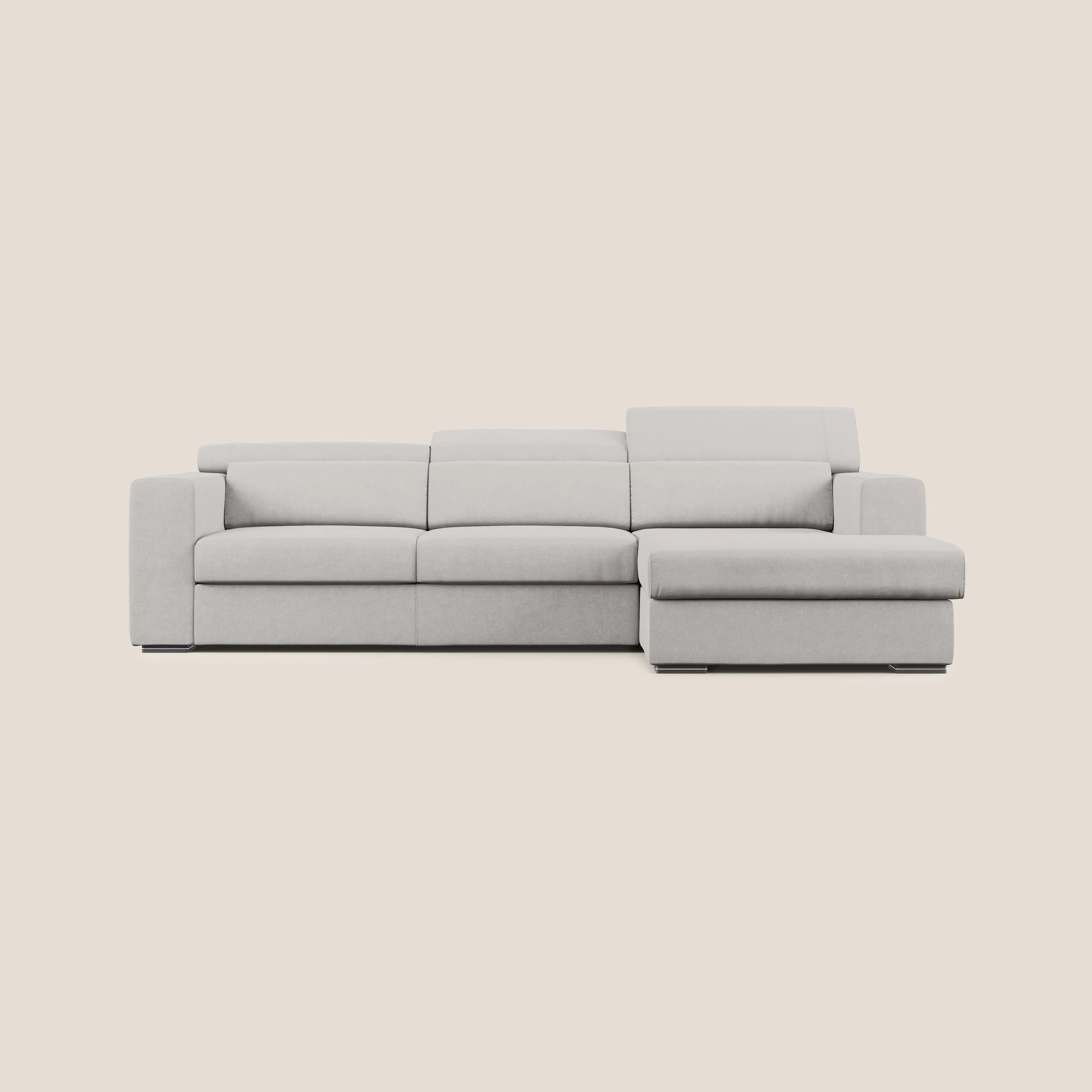 Vegas canapé d'angle avec têtières inclinables en microfibre imperméable T11 gris clair