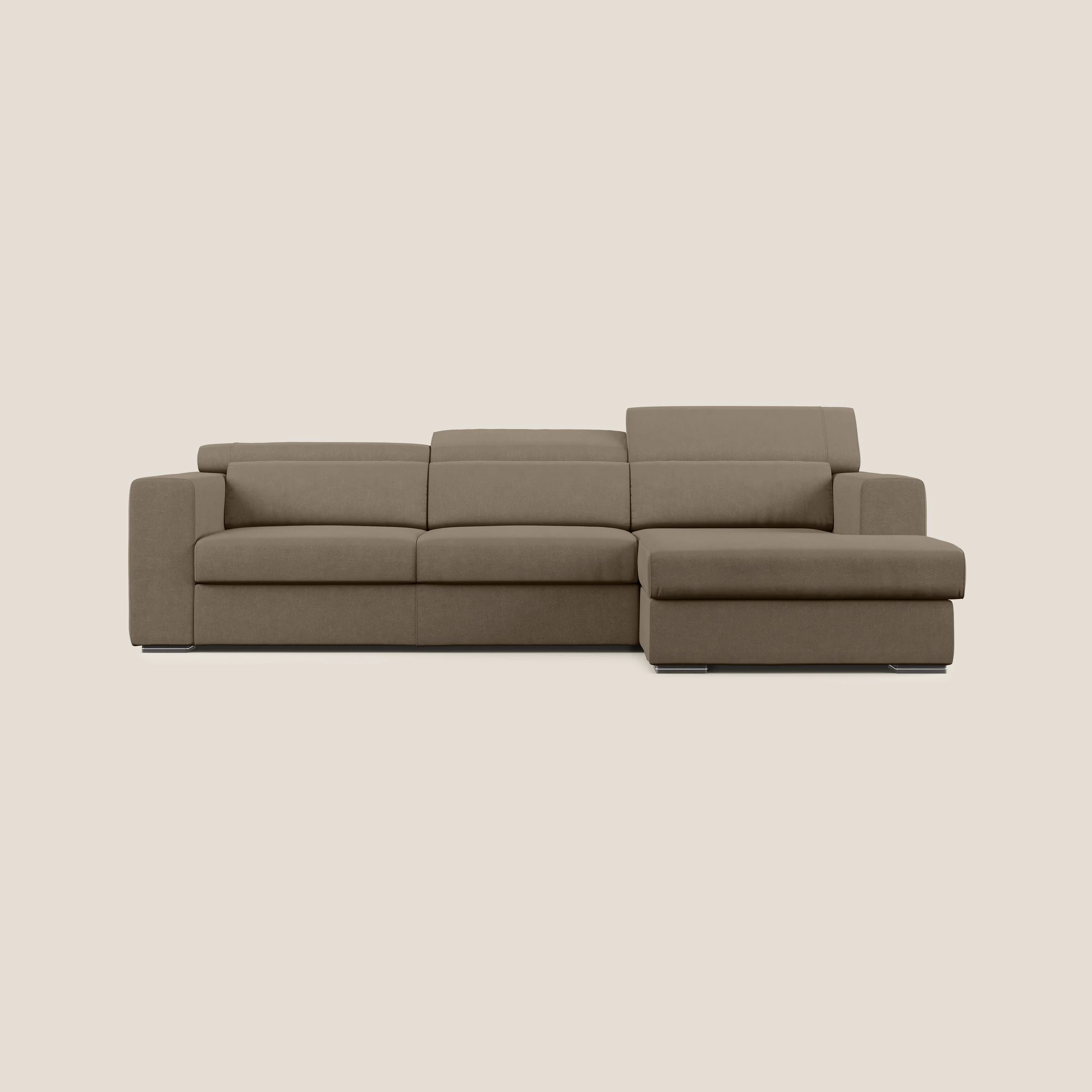 Vegas canapé d'angle avec têtières inclinables en microfibre imperméable T11 marron