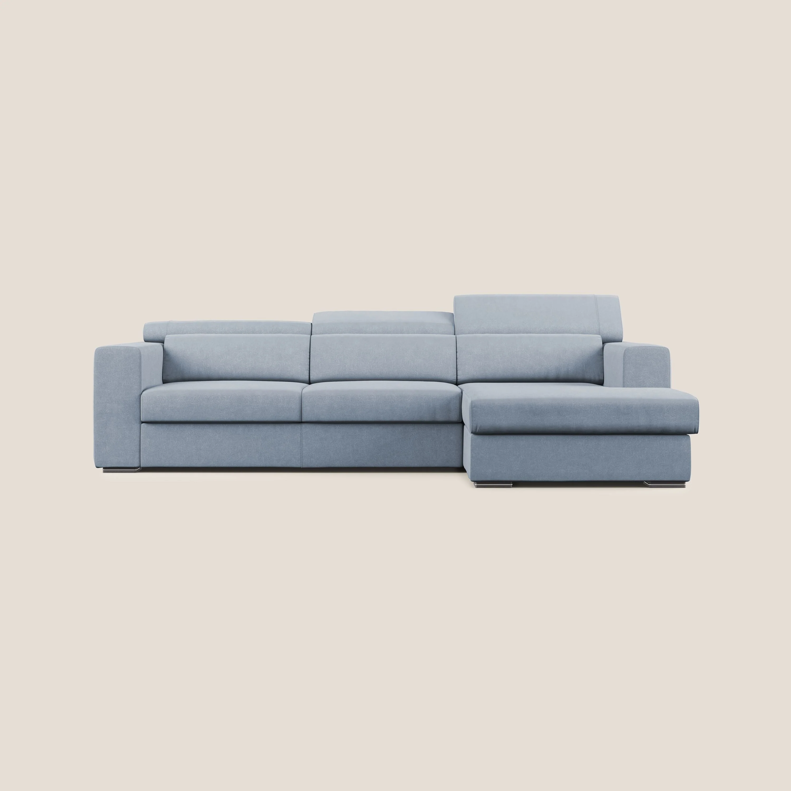 Vegas canapé d'angle avec têtières inclinables en microfibre imperméable T11 bleu pastel