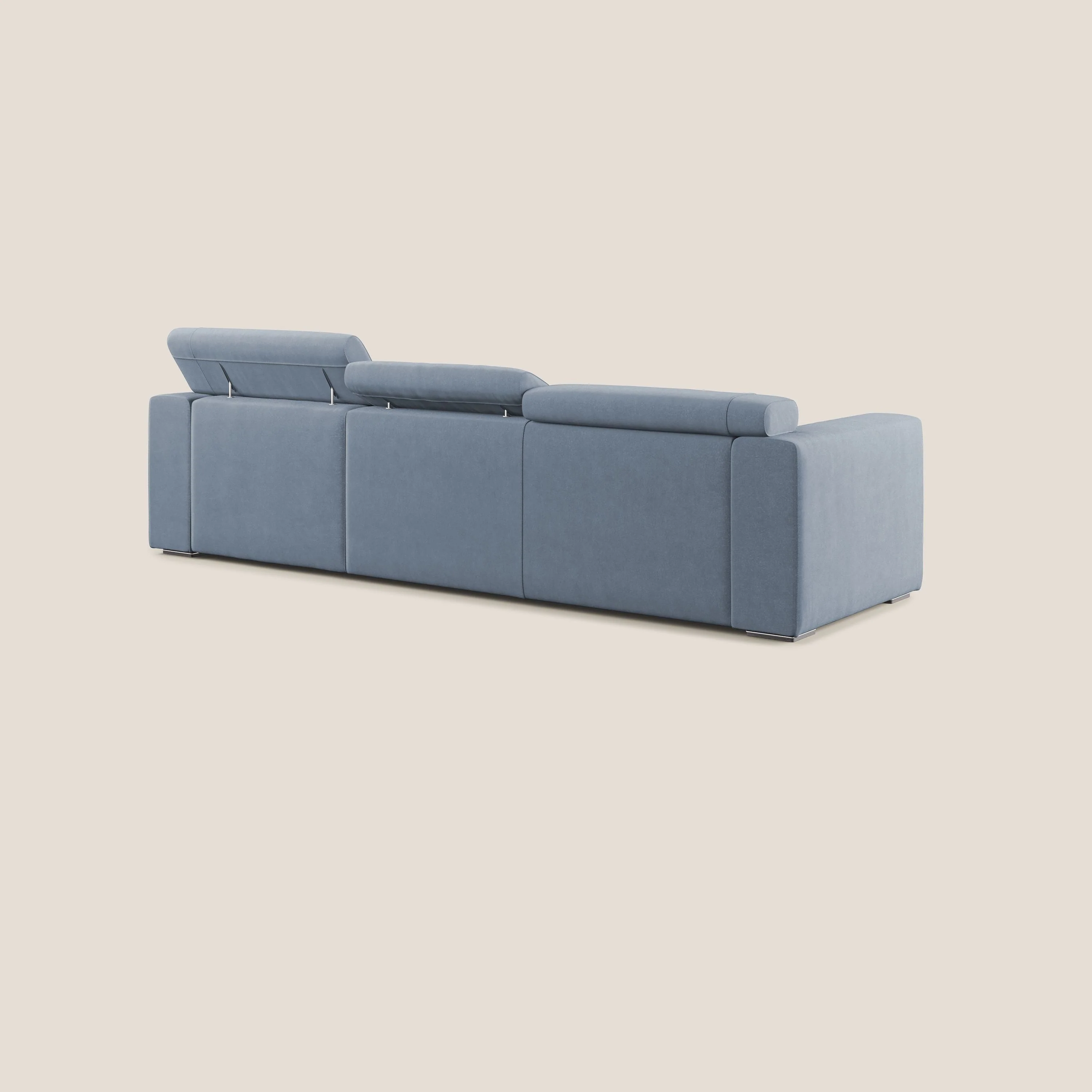 Vegas canapé d'angle avec têtières inclinables en microfibre imperméable T11 bleu pastel - Image 4