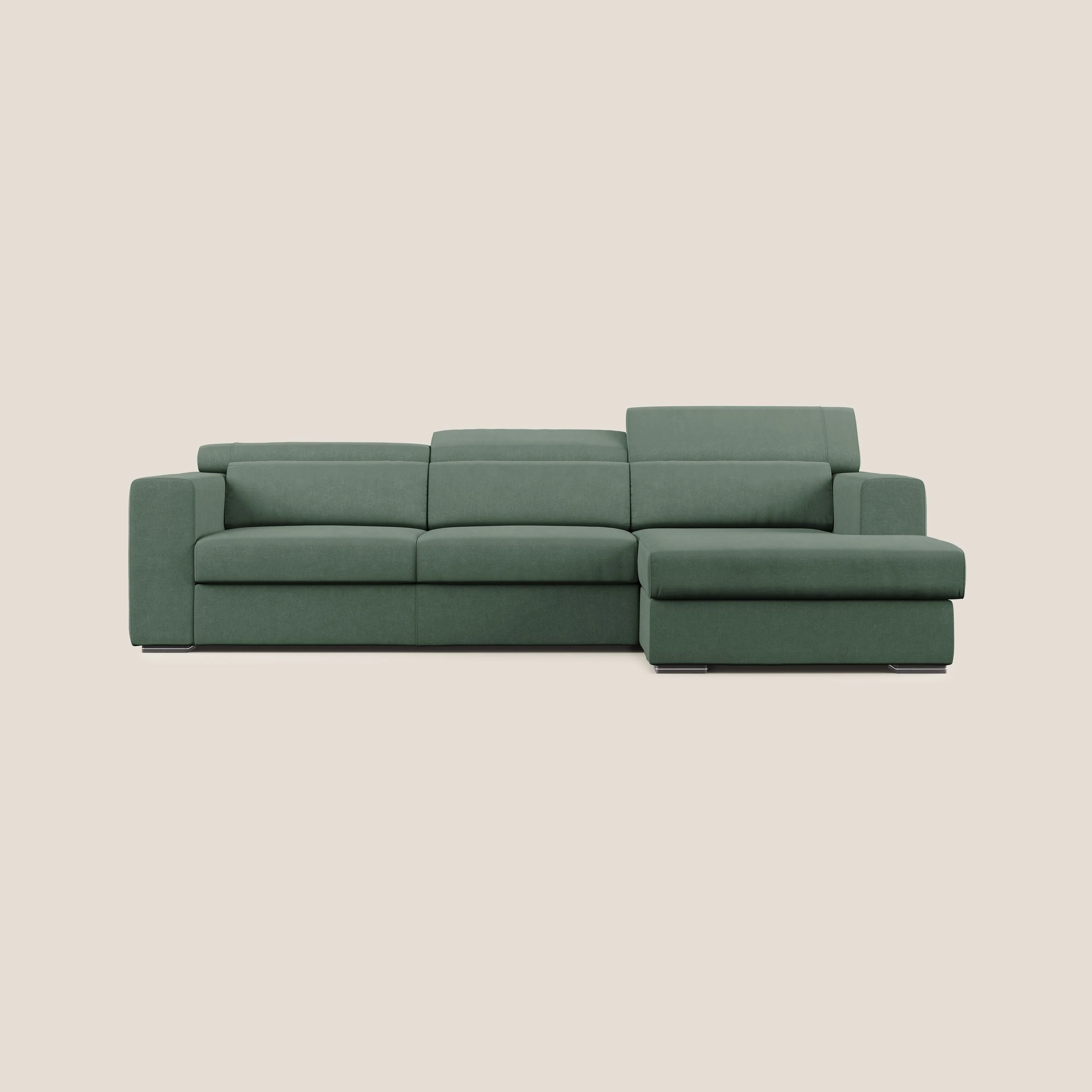 Vegas canapé d'angle avec têtières inclinables en microfibre imperméable T11 vert