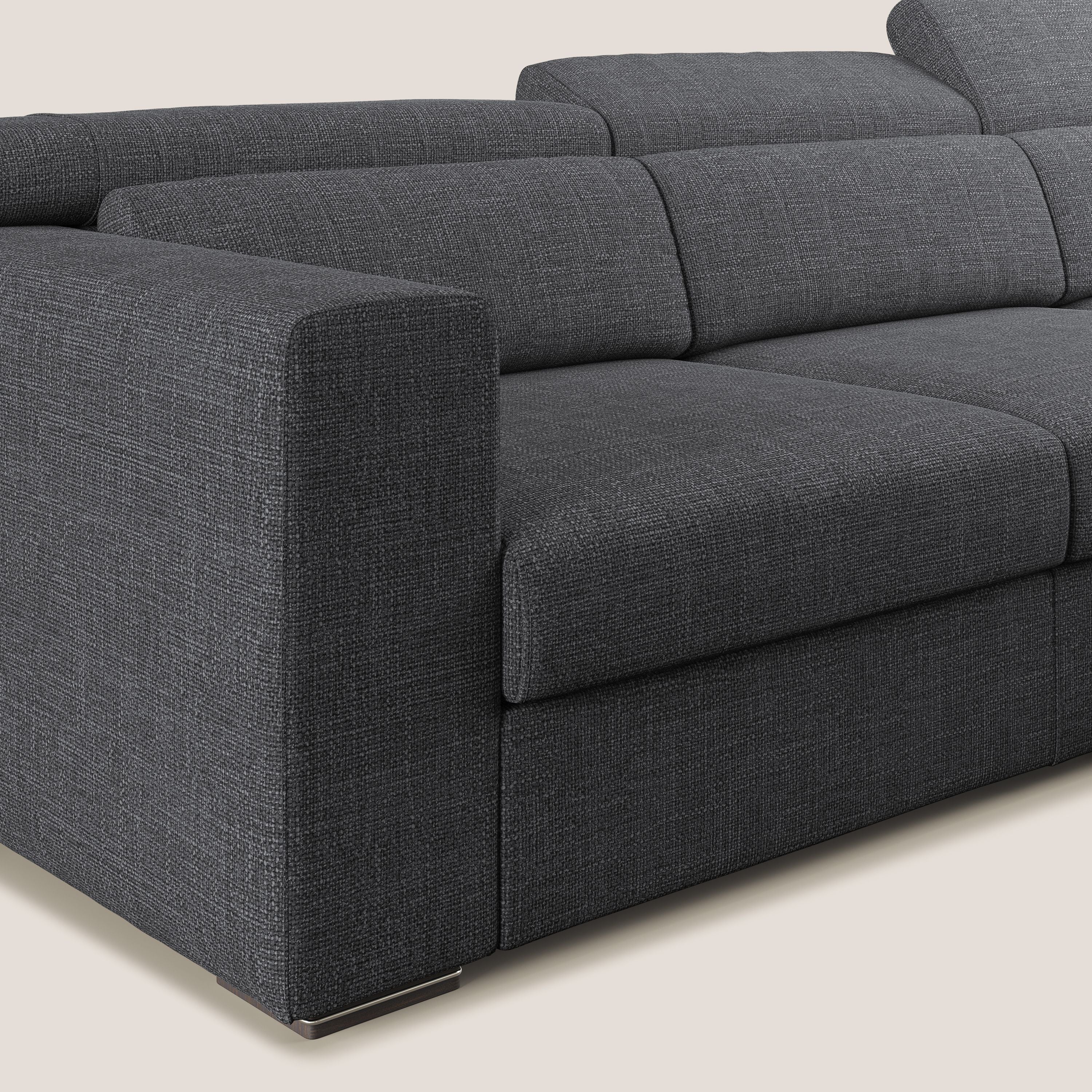 Vegas canapé d'angle avec têtières inclinables  en tissu doux imperméable T06 anthracite - Image 6