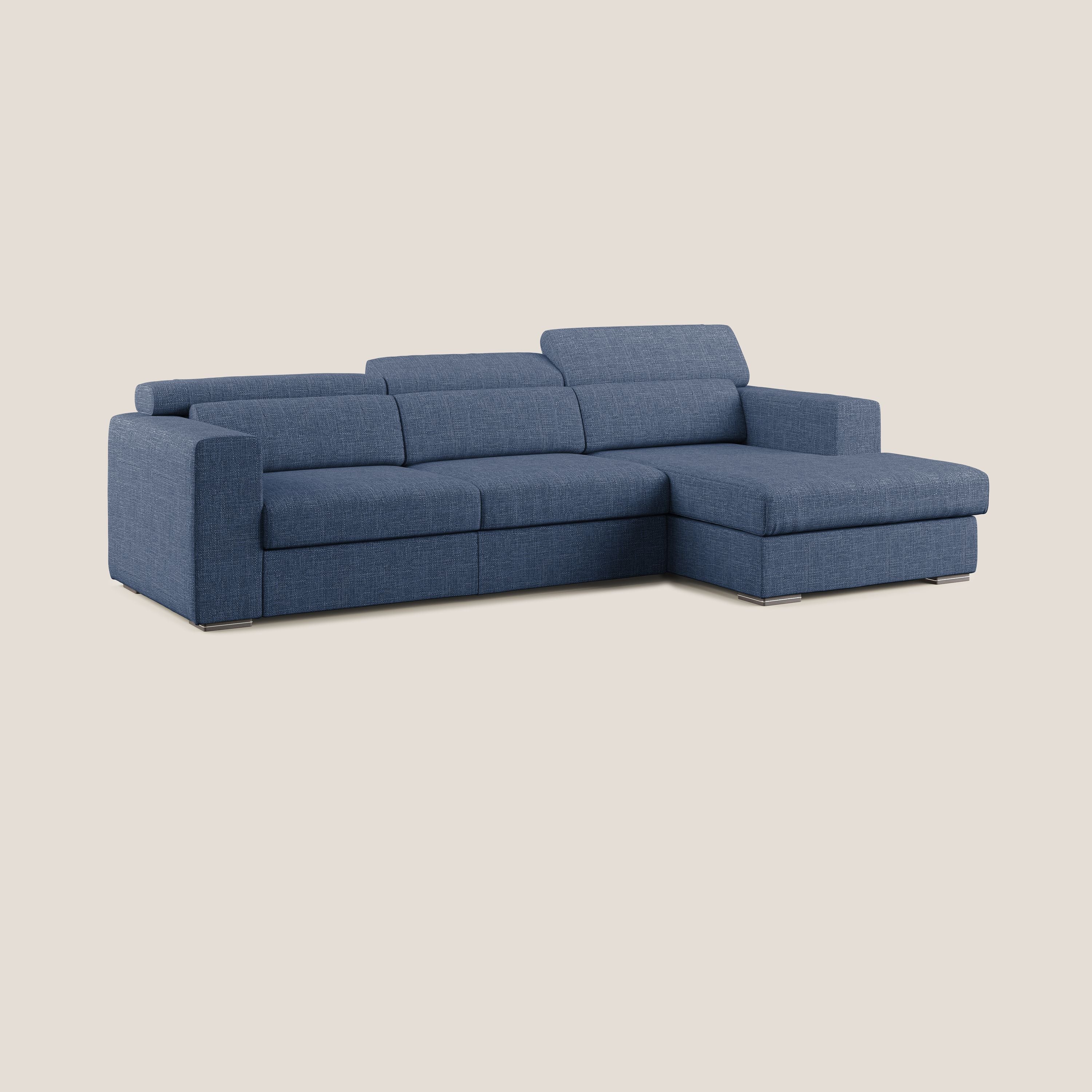 Vegas canapé d'angle avec têtières inclinables  en tissu doux imperméable T06 bleu - Image 2