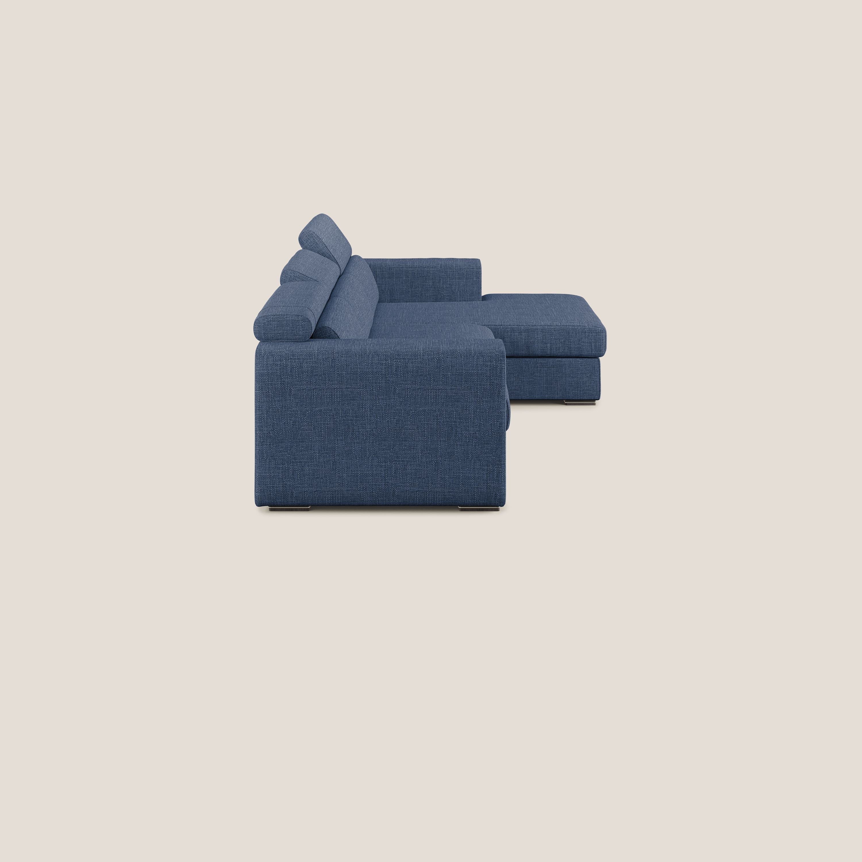 Vegas canapé d'angle avec têtières inclinables  en tissu doux imperméable T06 bleu - Image 3