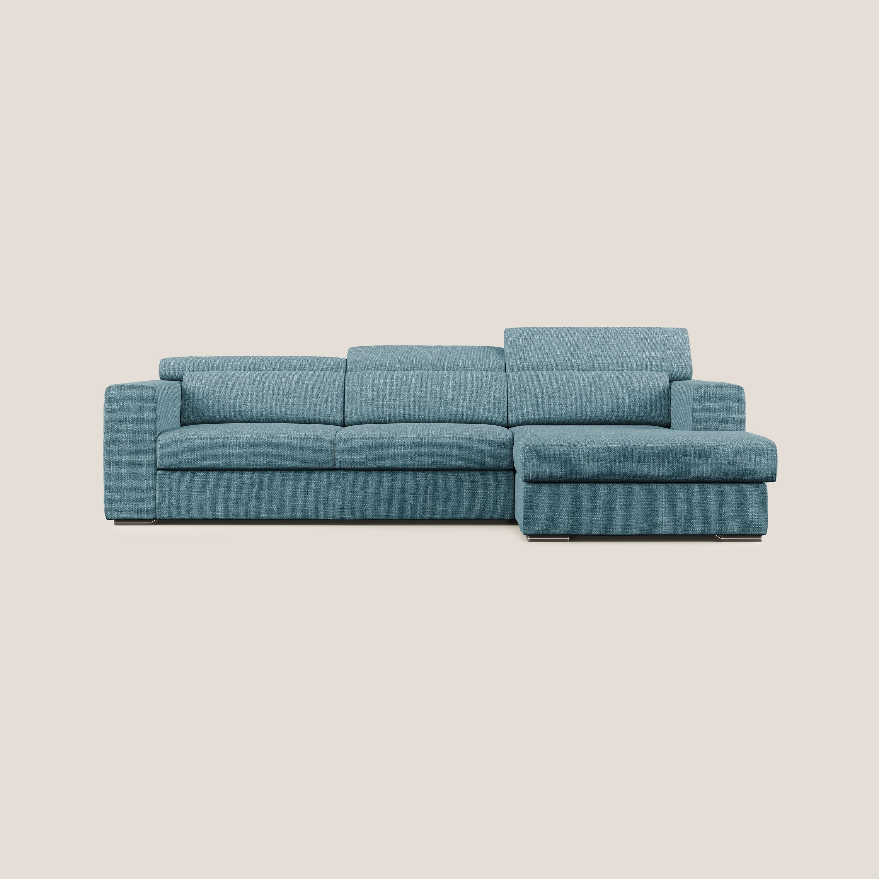 Vegas canapé d'angle avec têtières inclinables en tissu doux imperméable T06 bleu ciel
