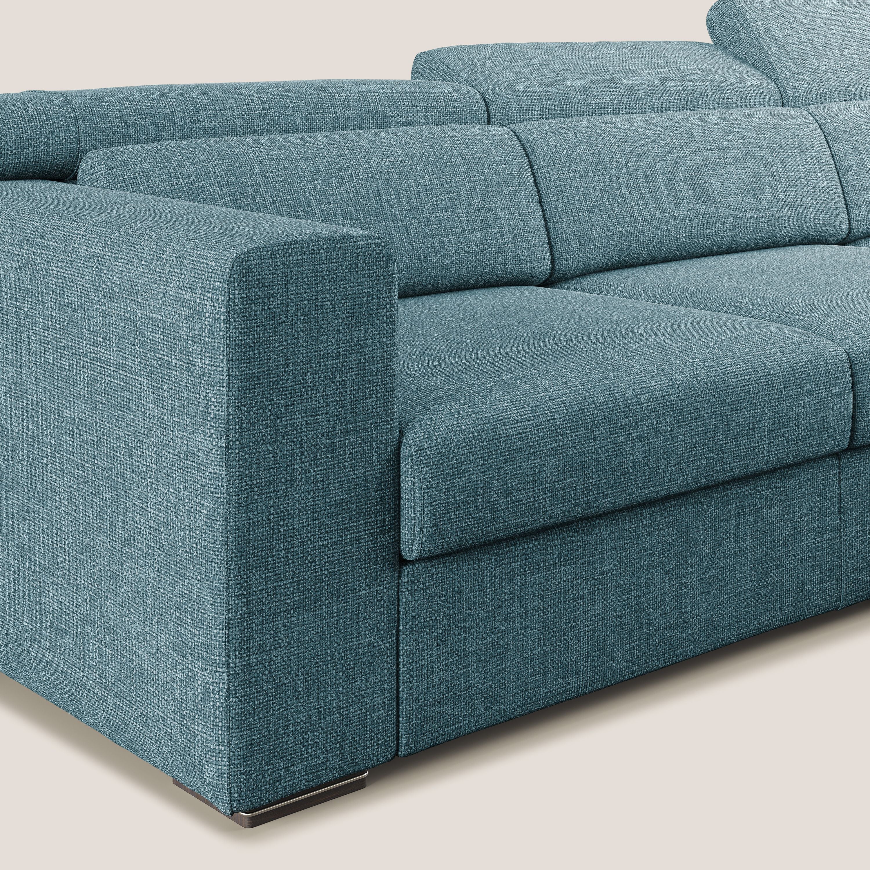 Vegas canapé d'angle avec têtières inclinables en tissu doux imperméable T06 bleu ciel - Image 5