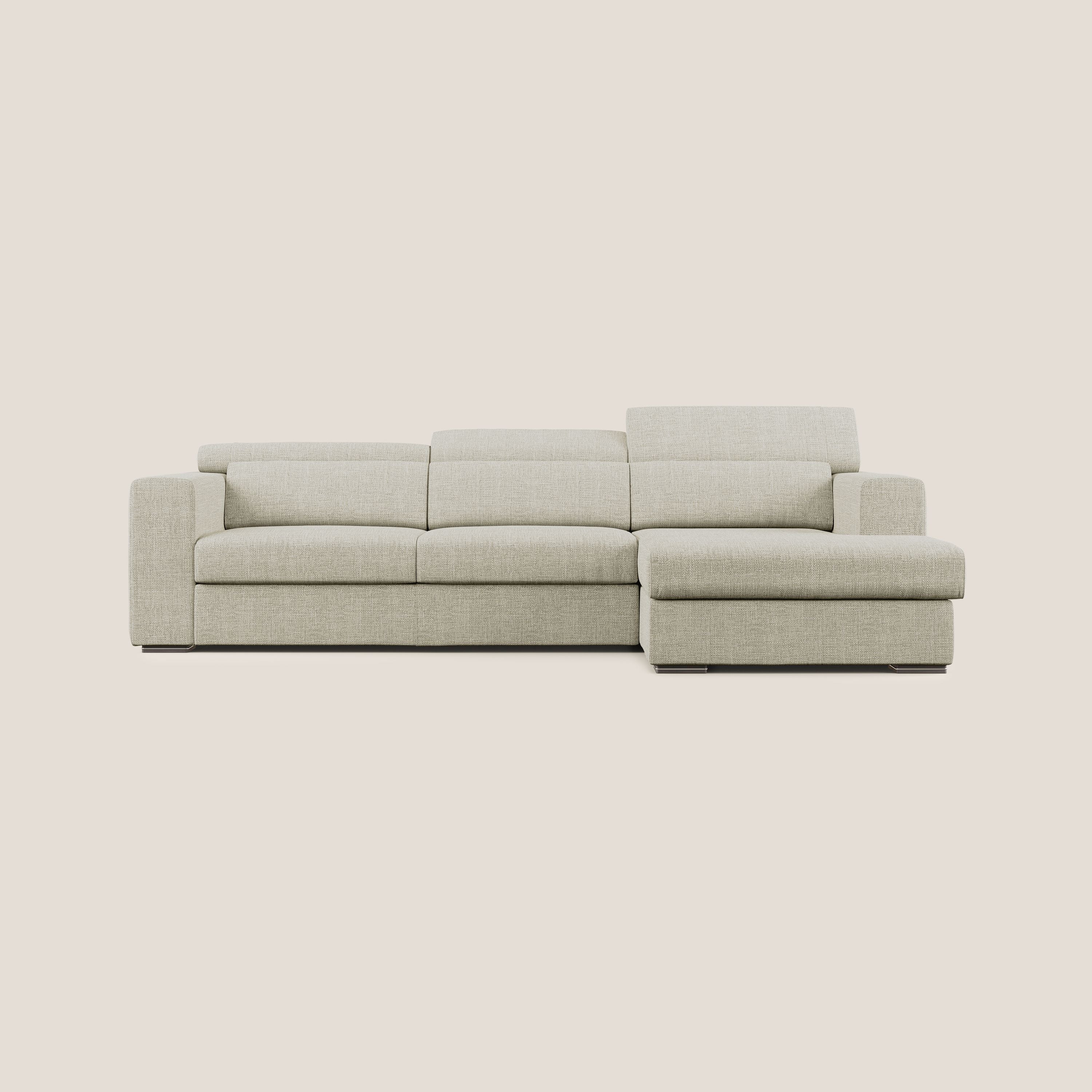 Vegas canapé d'angle avec têtières inclinables  en tissu doux imperméable T06 crème