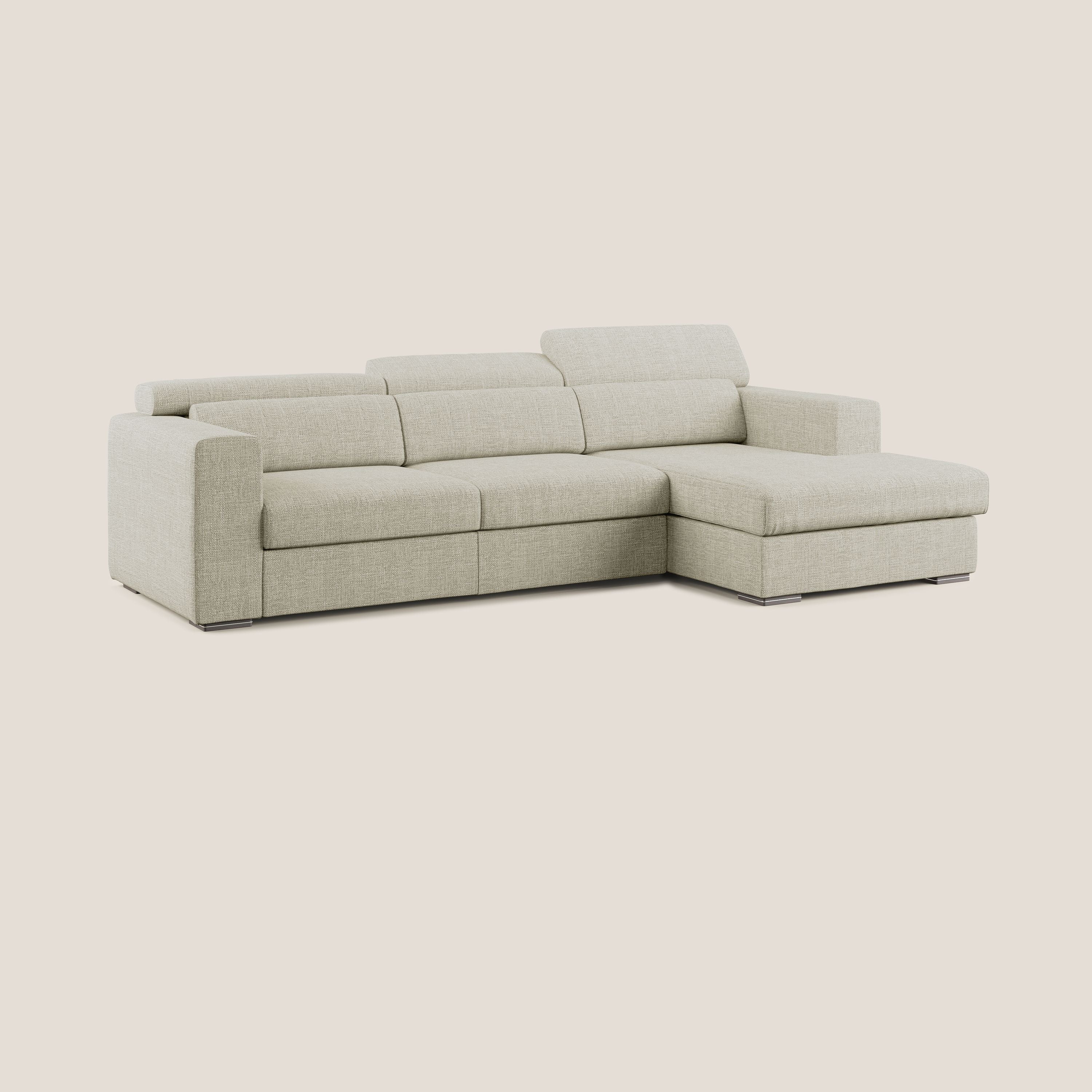 Vegas canapé d'angle avec têtières inclinables  en tissu doux imperméable T06 crème - Image 2