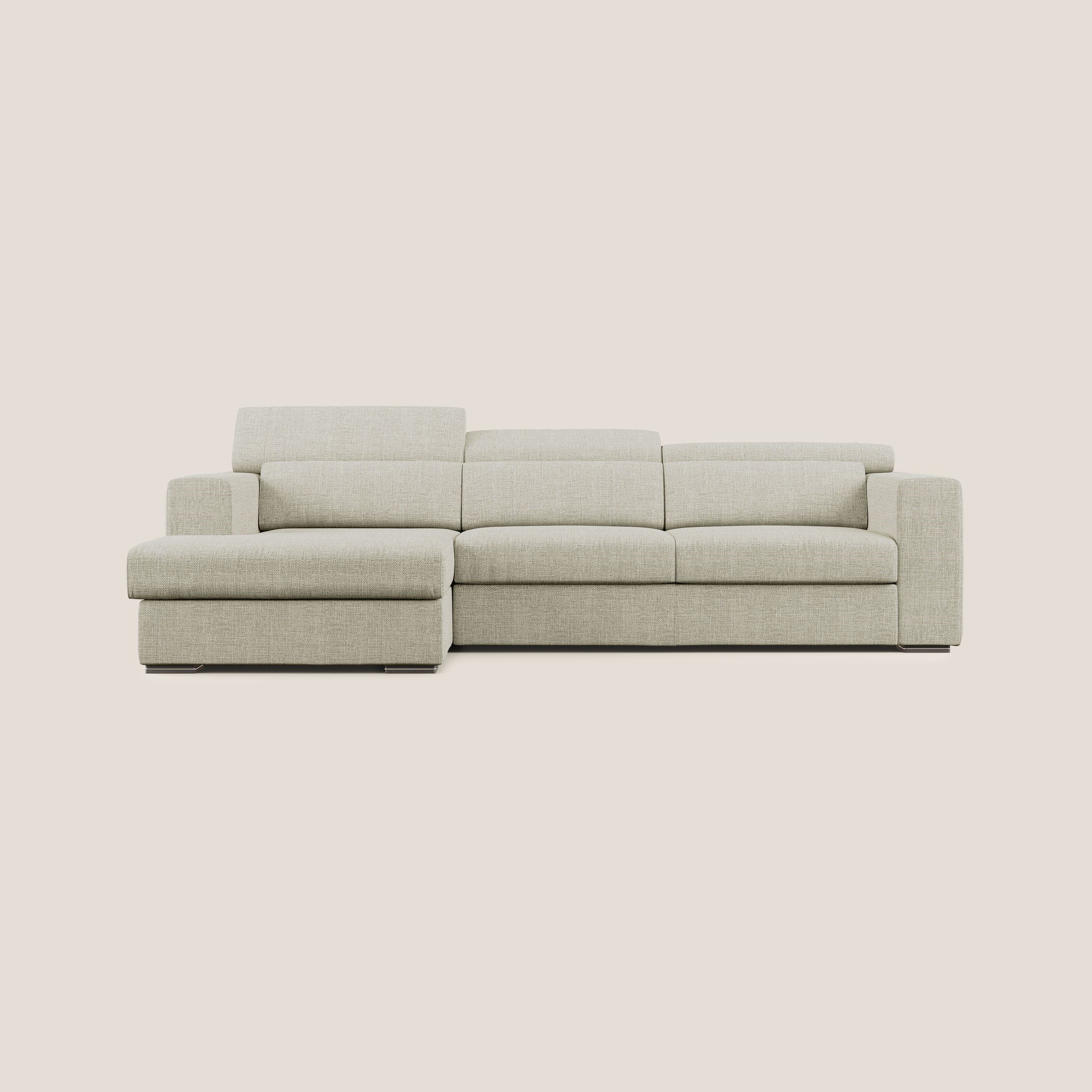 Vegas canapé d'angle avec têtières inclinables  en tissu doux imperméable T06 crème - Image 8