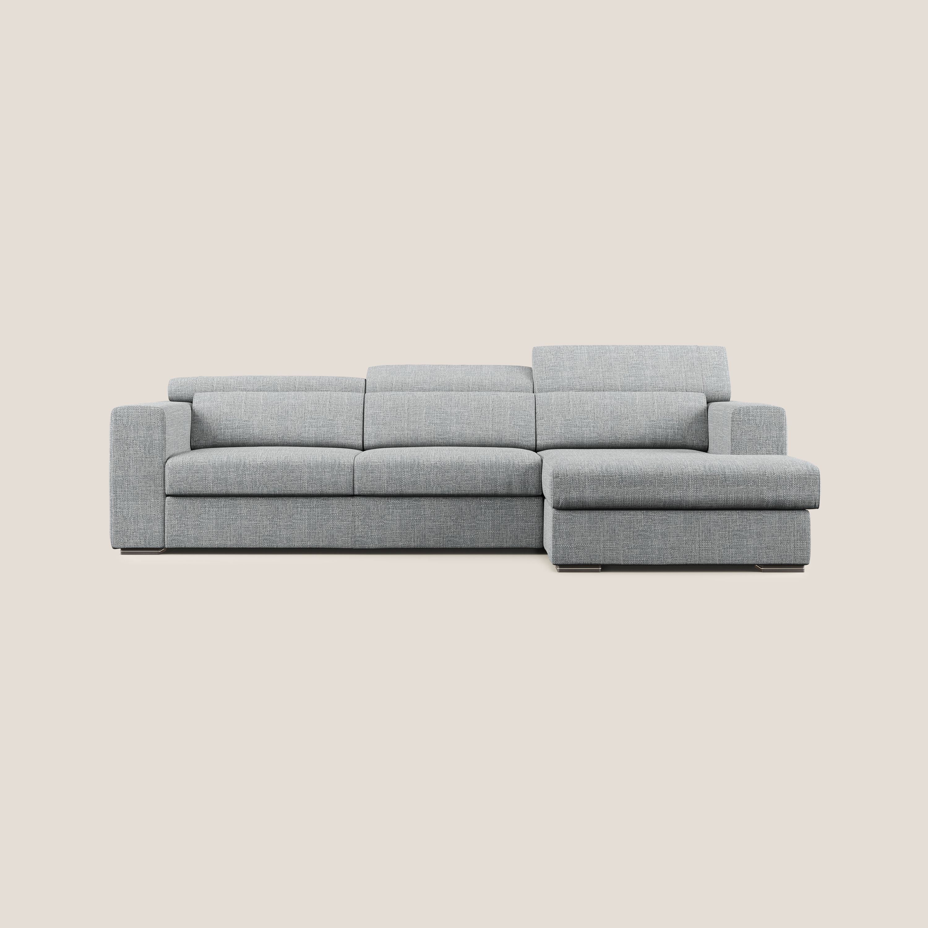 Vegas canapé d'angle avec têtières inclinables  en tissu doux imperméable T06 gris