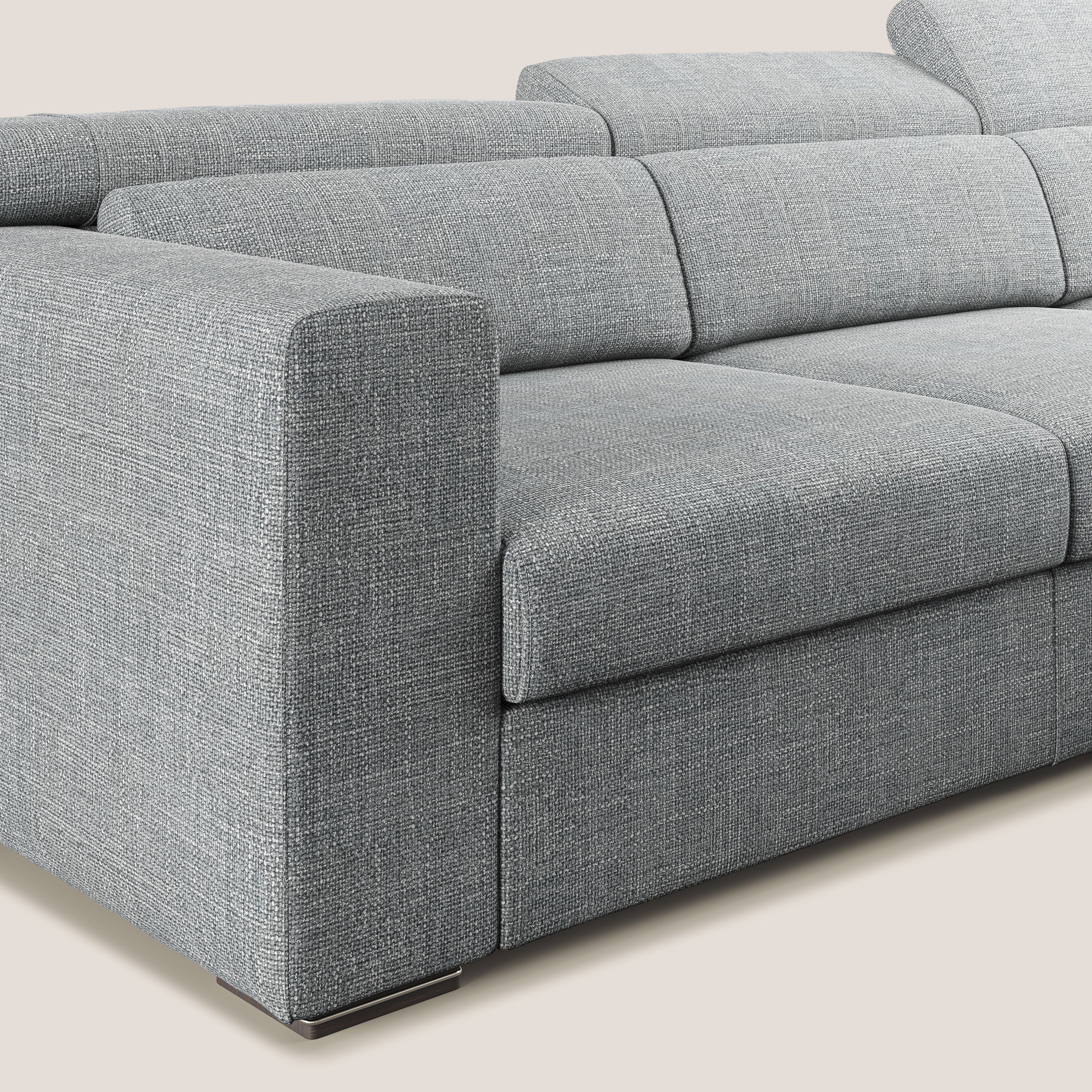 Vegas canapé d'angle avec têtières inclinables  en tissu doux imperméable T06 gris - Image 5