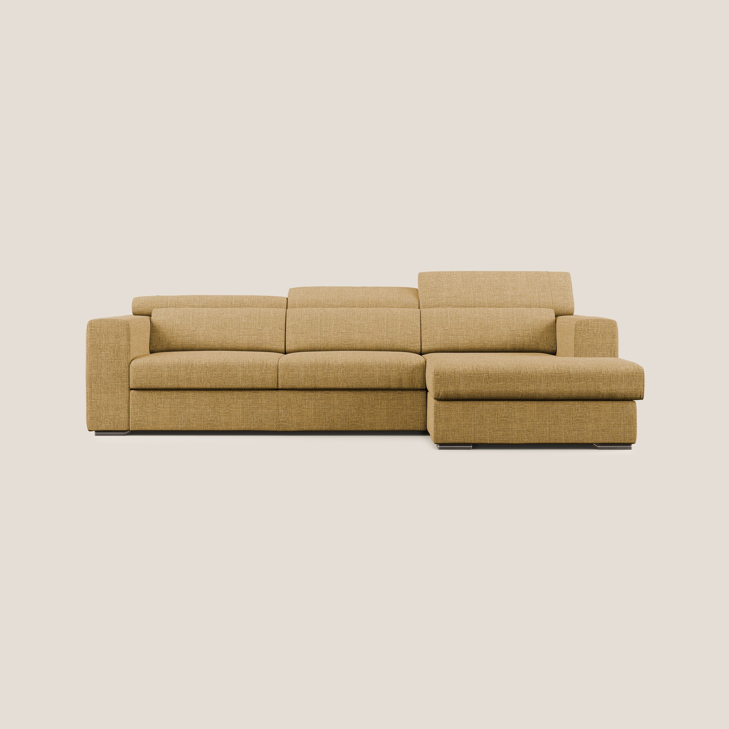 Vegas canapé d'angle avec têtières inclinables  en tissu doux imperméable T06 jaune