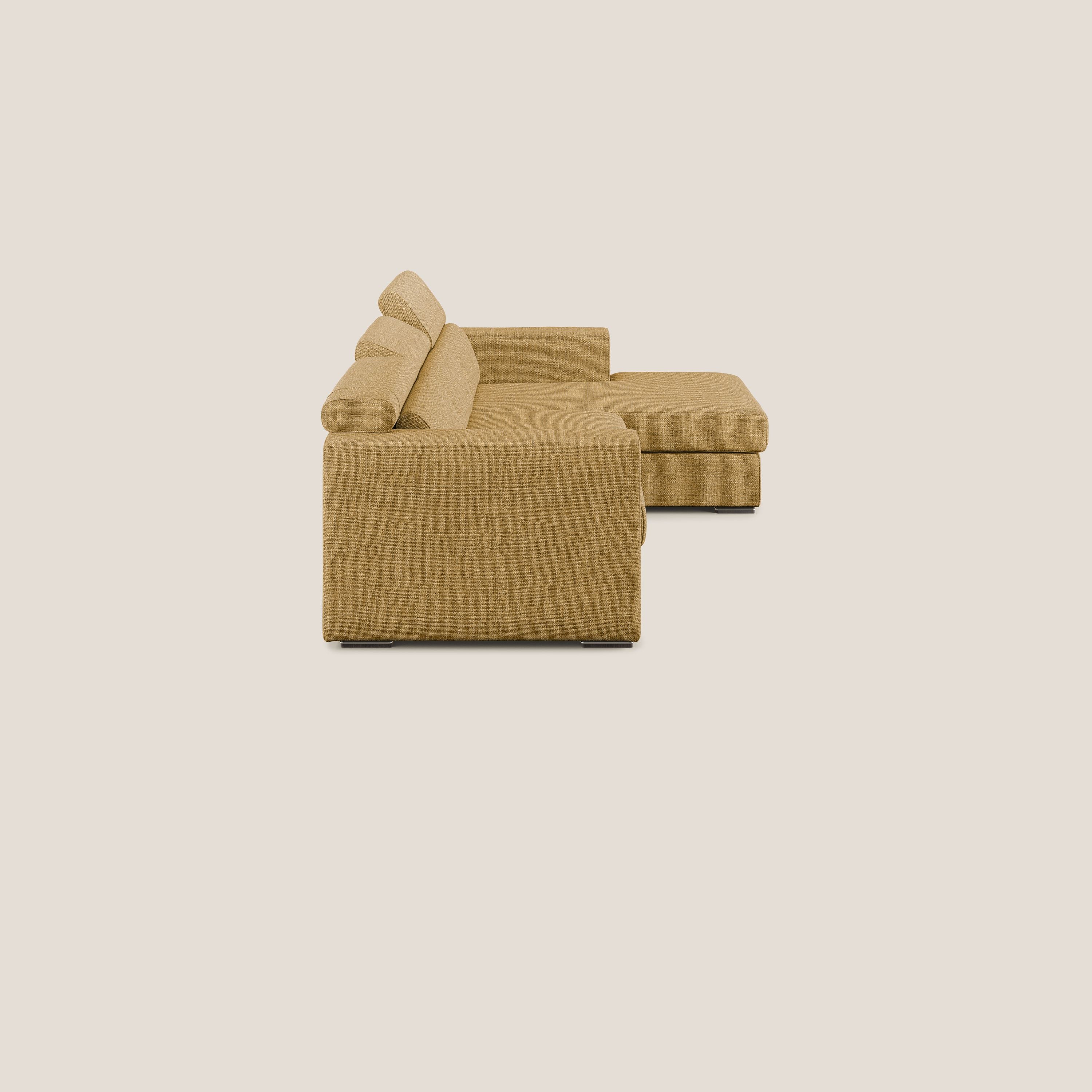 Vegas canapé d'angle avec têtières inclinables  en tissu doux imperméable T06 jaune - Image 3