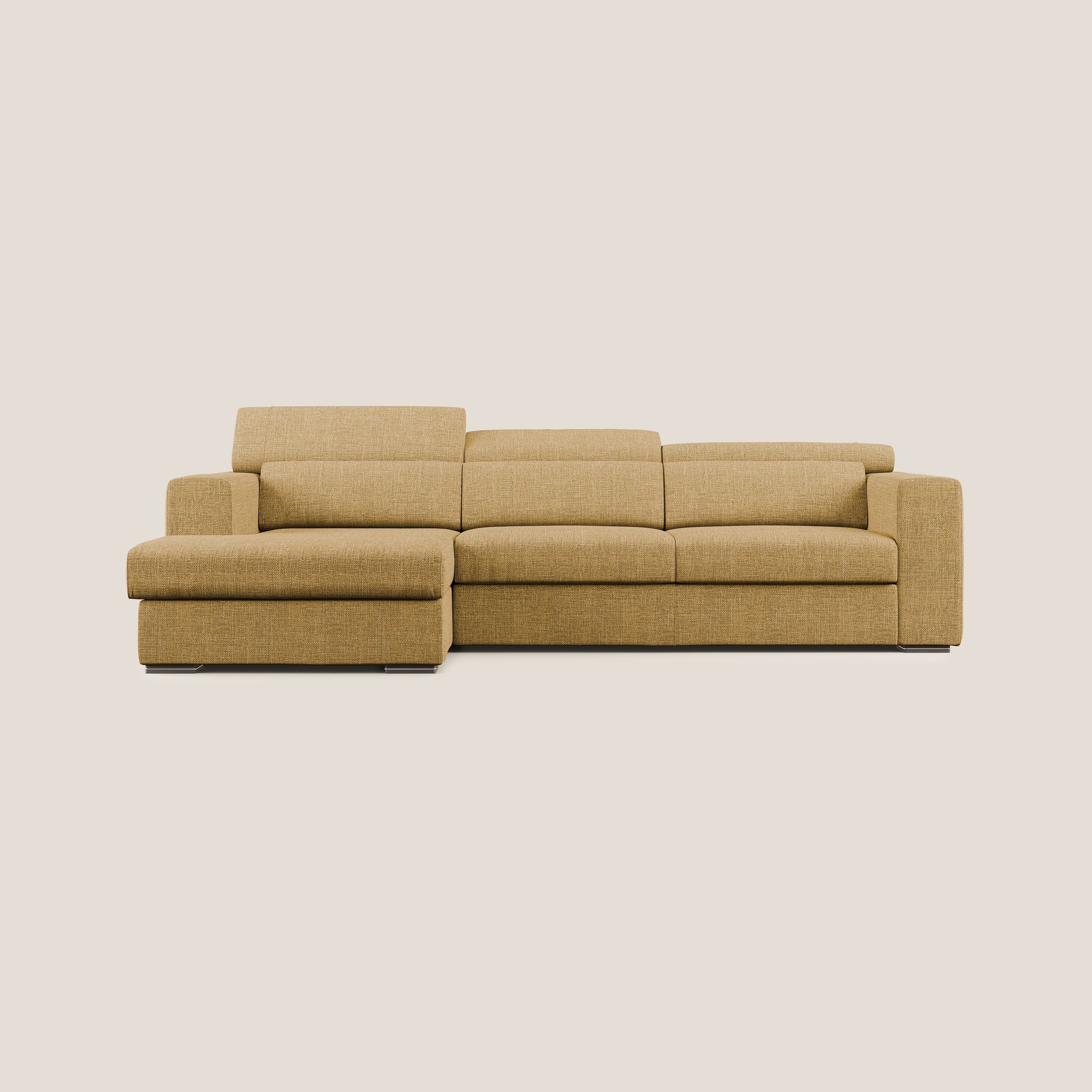 Vegas canapé d'angle avec têtières inclinables  en tissu doux imperméable T06 jaune - Image 8