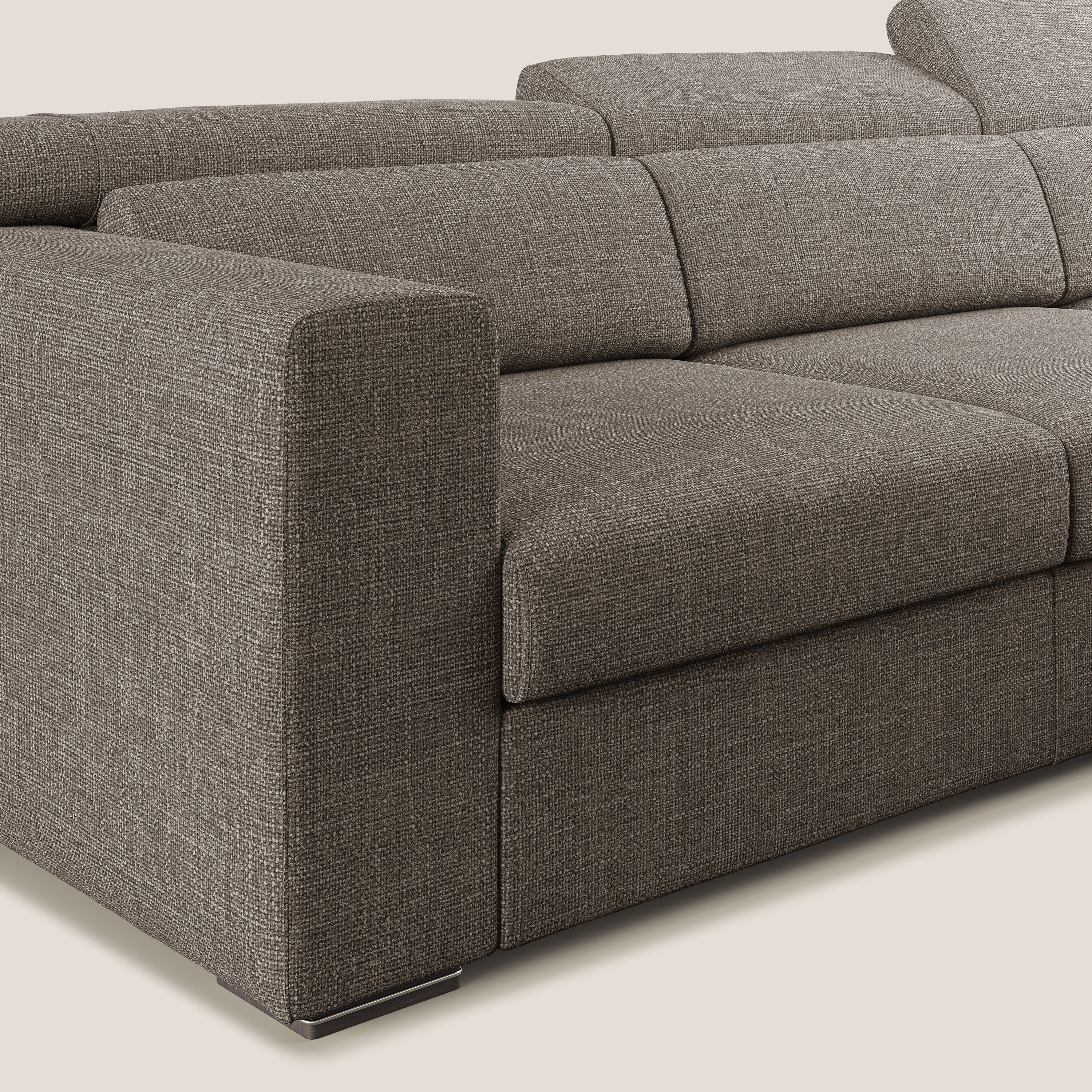 Vegas canapé d'angle avec têtières inclinables  en tissu doux imperméable T06 marron - Image 5