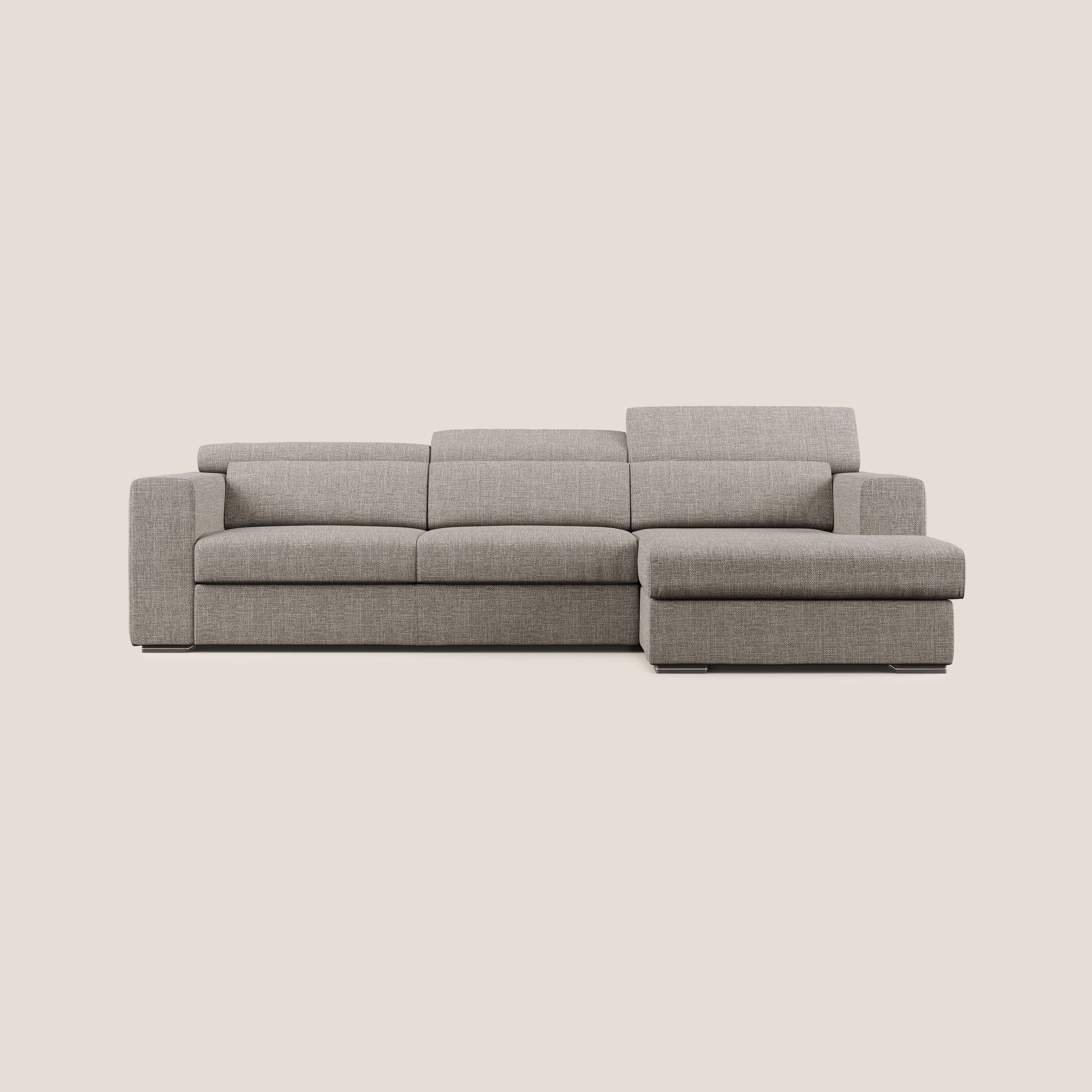 Vegas canapé d'angle avec têtières inclinables  en tissu doux imperméable T06 Taupe tortora